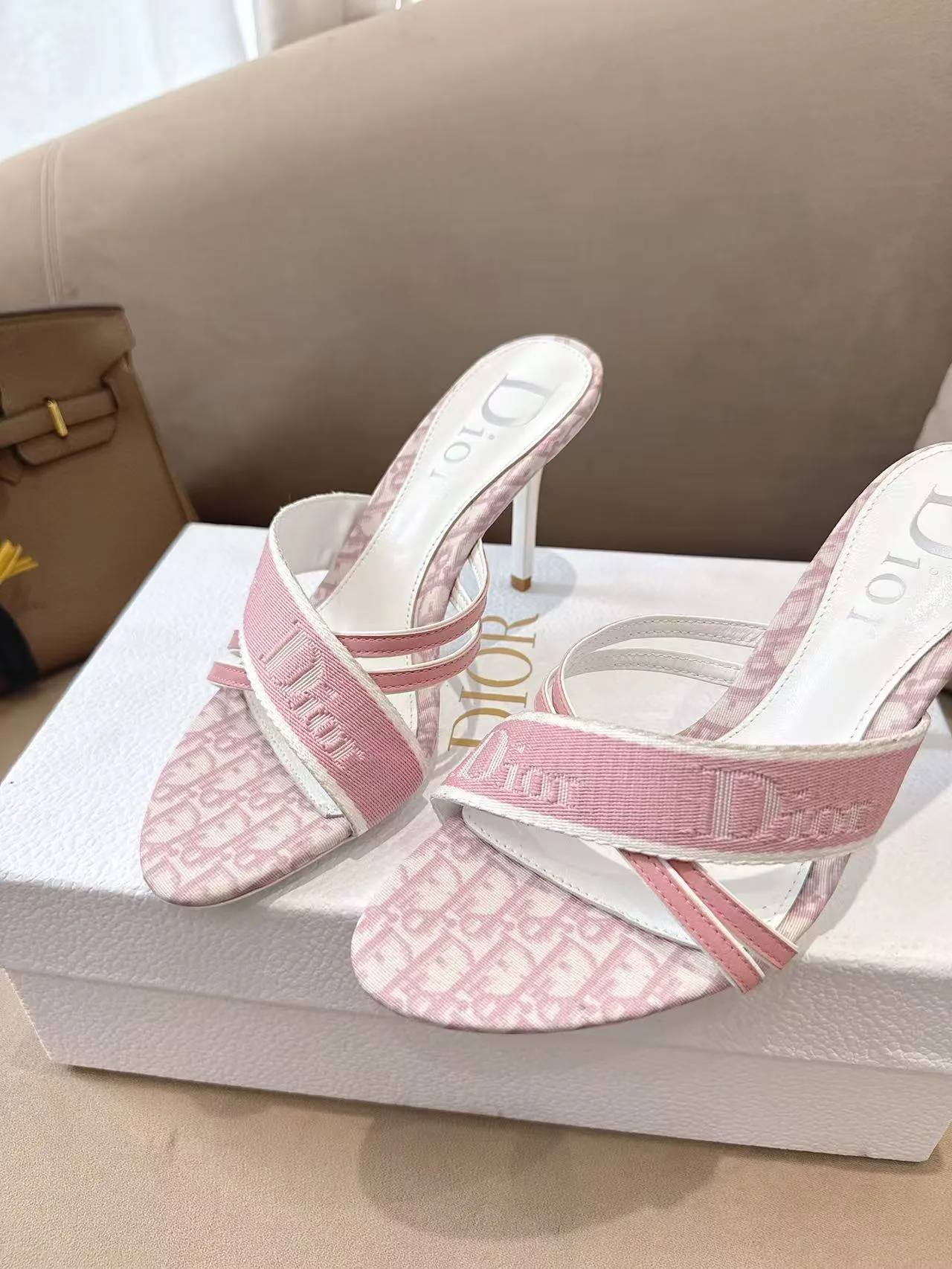 Dior Sheepskin Mules in Pink · view 6