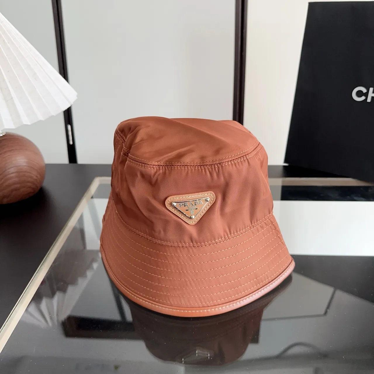 Prada Bucket Hat in Orange · view 1