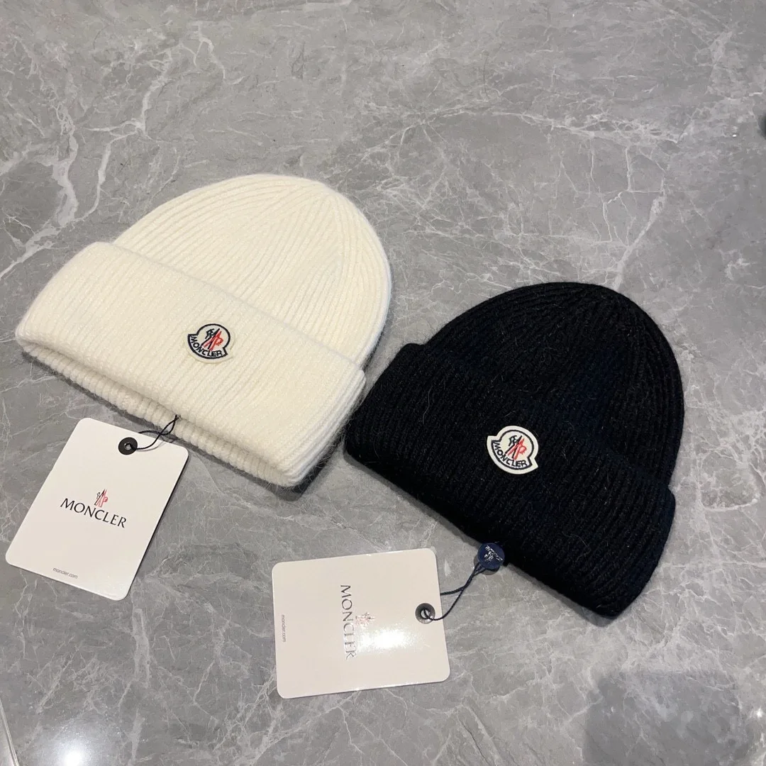 Moncler Beanie in White & Black · view 8