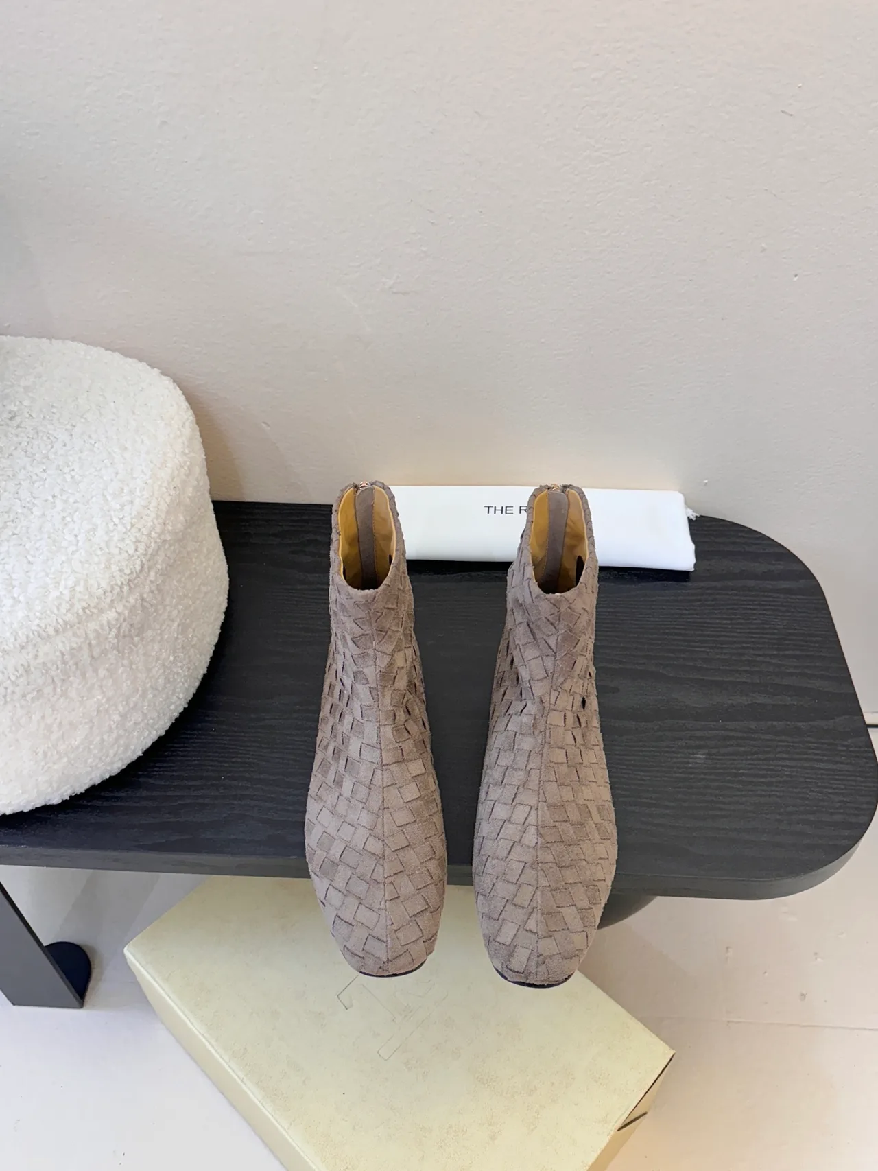 The Row Woven Round-Toe Ankle Boots in Grey · view 1