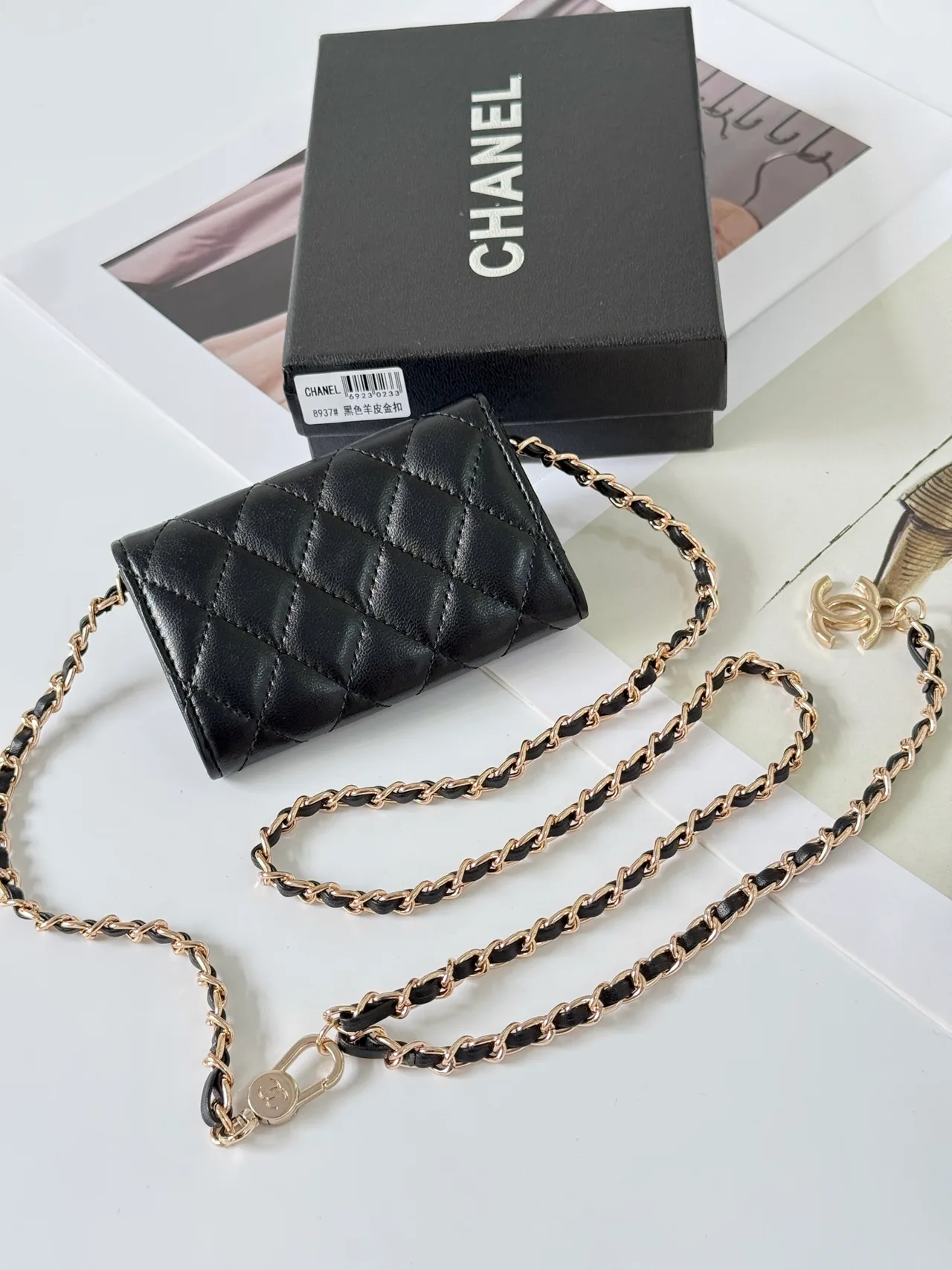 Chanel Quilted Chain Pouch in Black · view 2