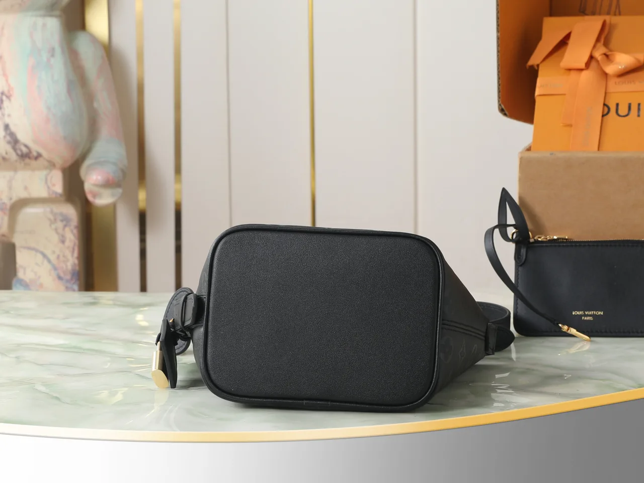 Louis Vuitton Cowhide All In BB bucket with pictured pouch in Black · view 2