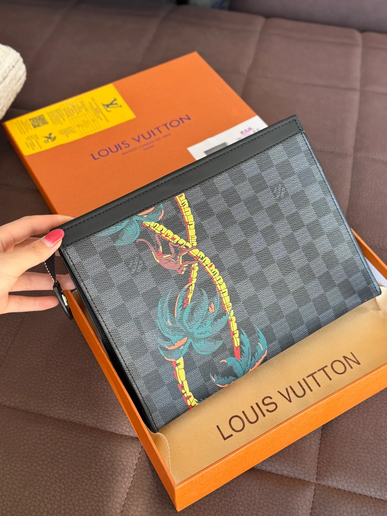 Louis Vuitton Smooth Zip Clutch in Grey · view 3