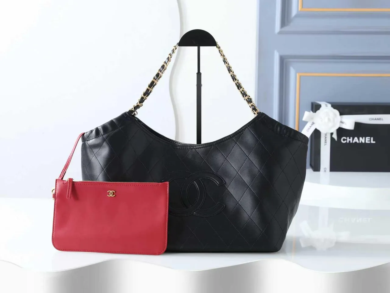 Chanel Quilted Hobo Bag in Black · view 1