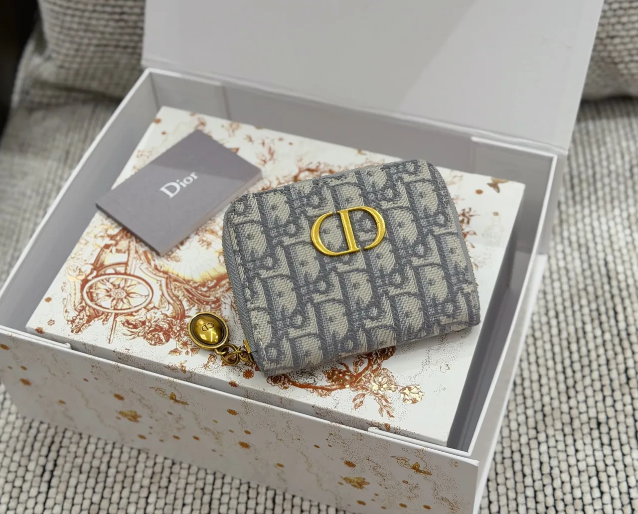 Dior CD zip wallet in White & Pink & Beige & Burgundy & Red & Black & Grey · view 8