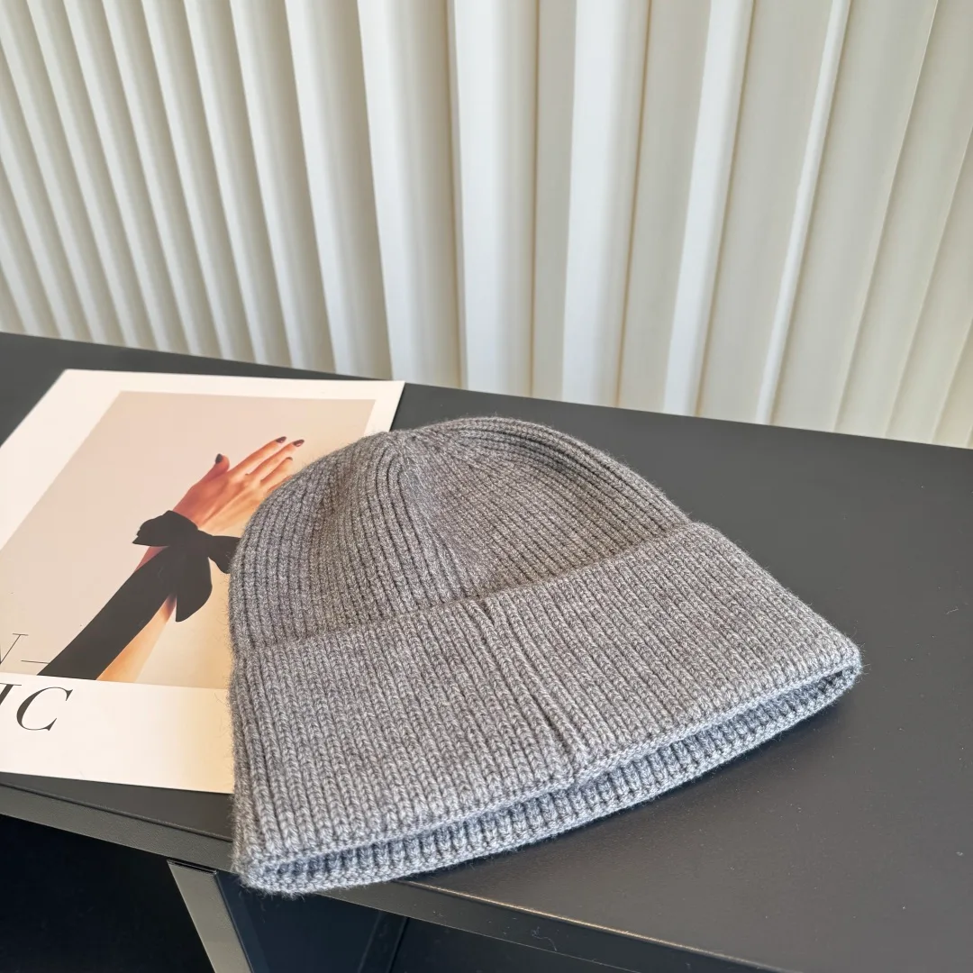Prada Ribbed Beanie in Grey · view 6