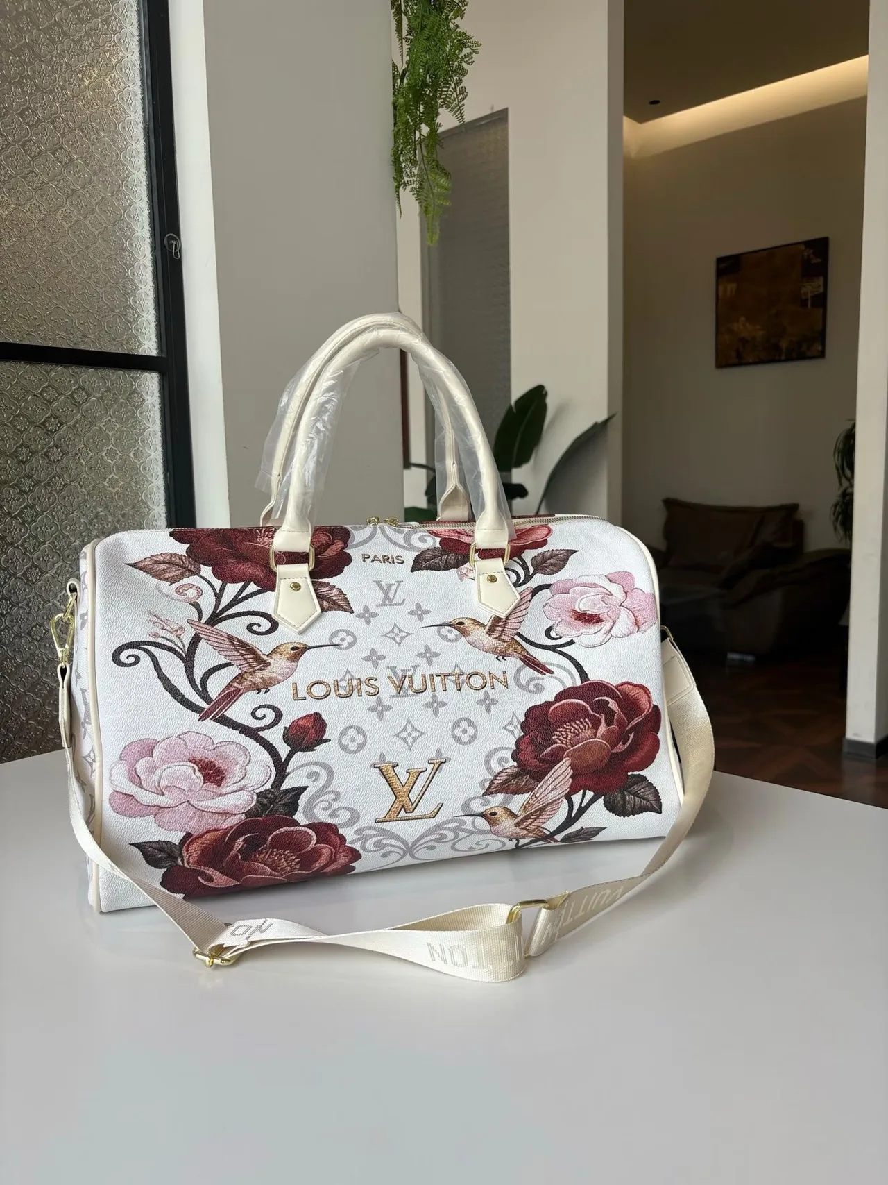 Louis Vuitton Printed Duffel in White · view 2