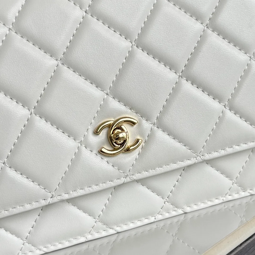 Chanel Calfskin Quilted Clutch in White · view 6