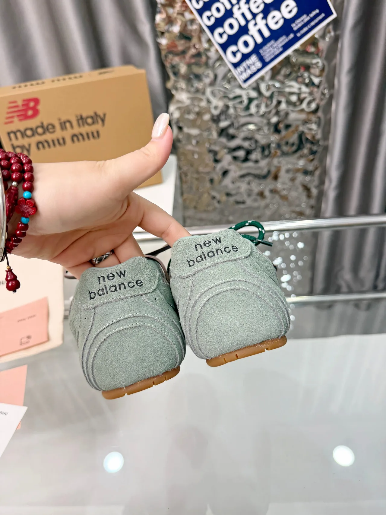 Miu Miu Cowhide New Balance 530SL Sneakers in Grey · view 8