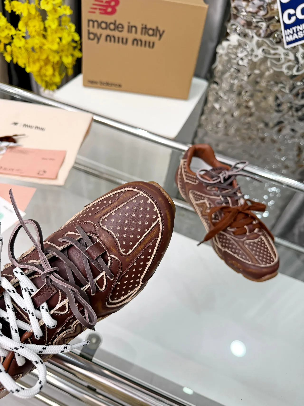 Miu Miu Cowhide 530SL Sneakers in Brown · view 7