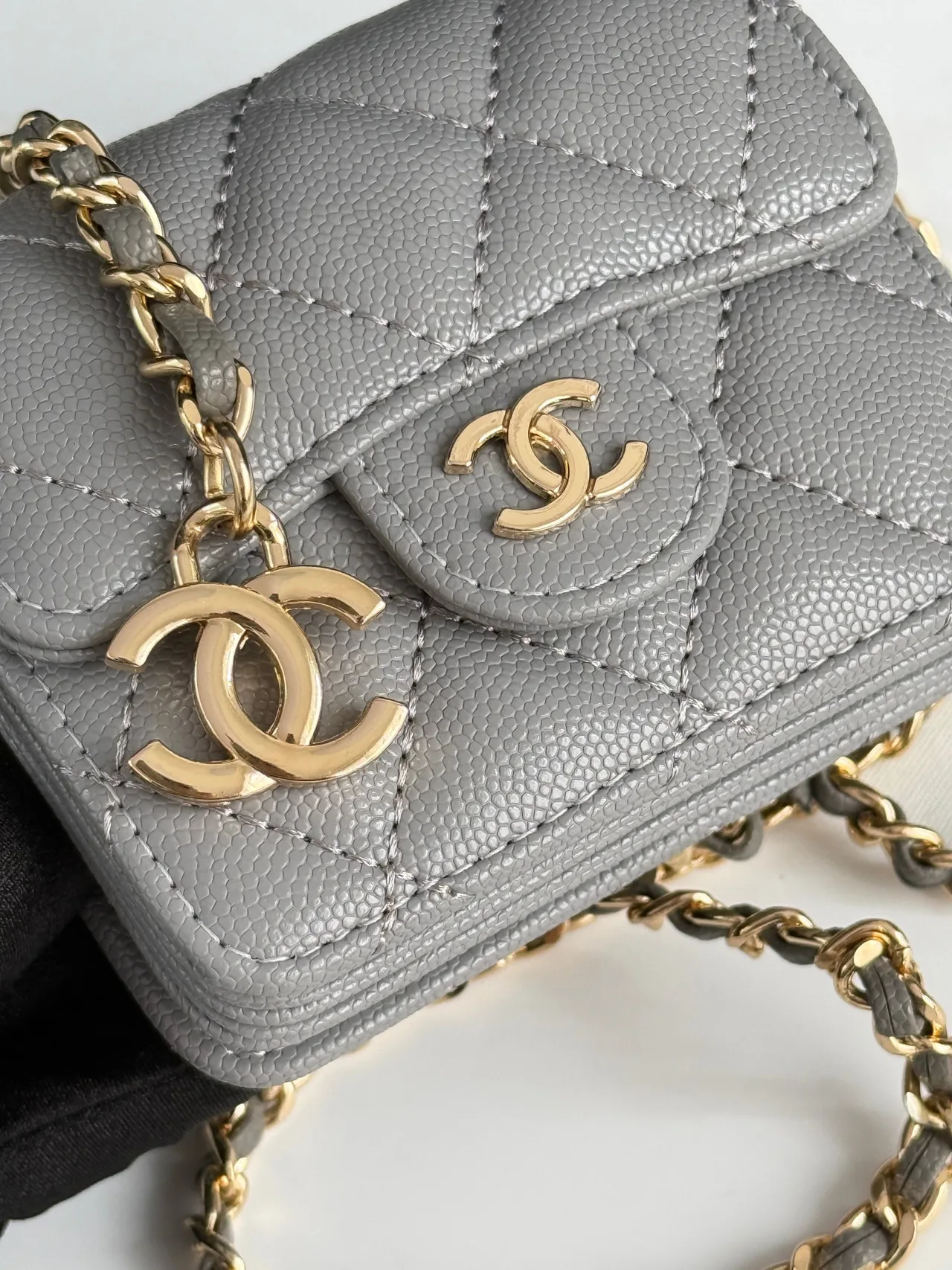 Chanel Quilted Wallet in Grey · view 4