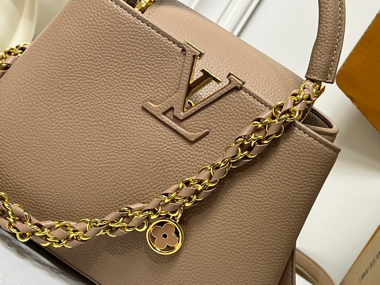 Louis Vuitton Cowhide Smooth Top-Handle Bag in Beige · view 5