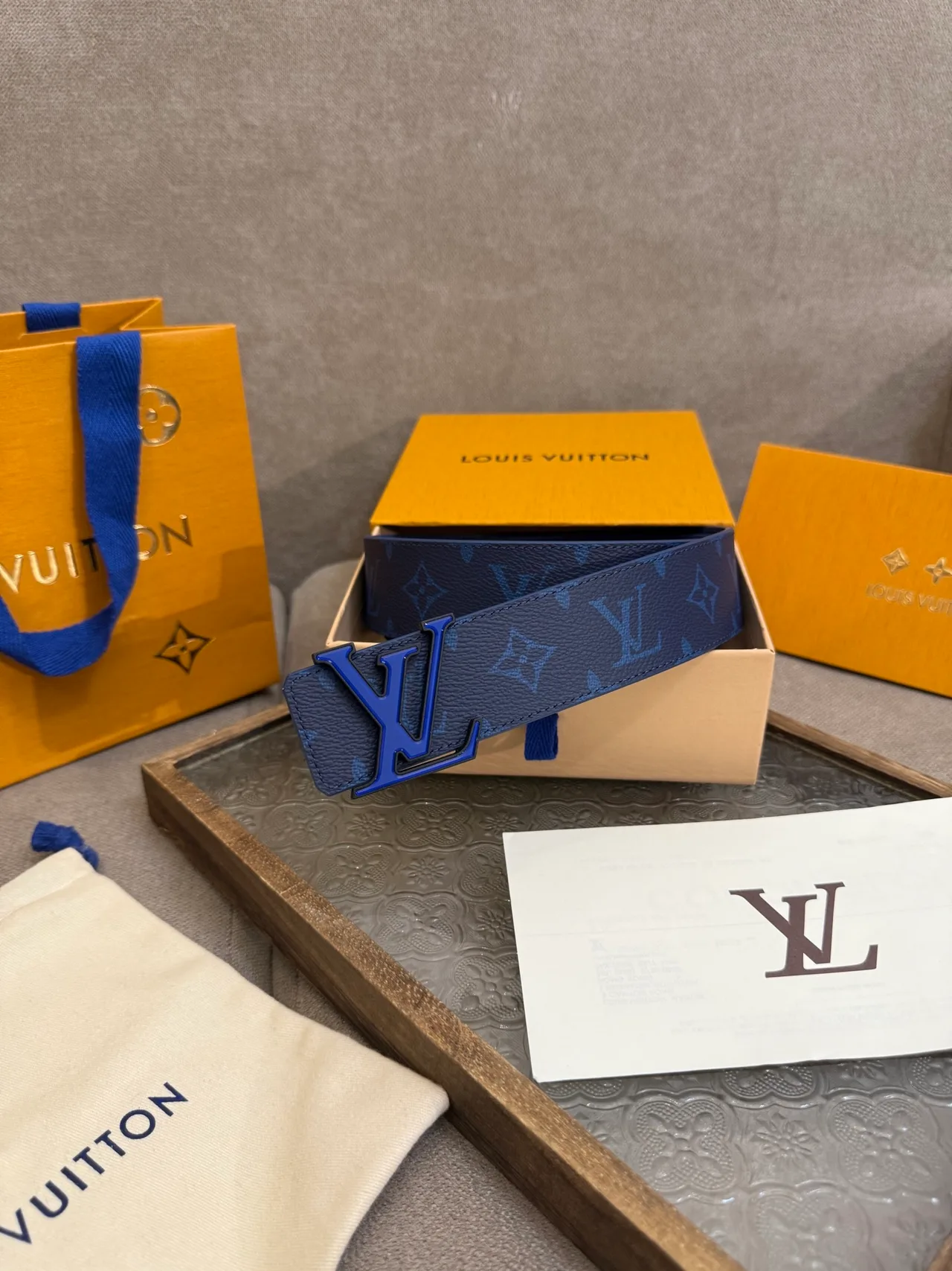 Louis Vuitton Leather Monogram Belt in Blue · view 4
