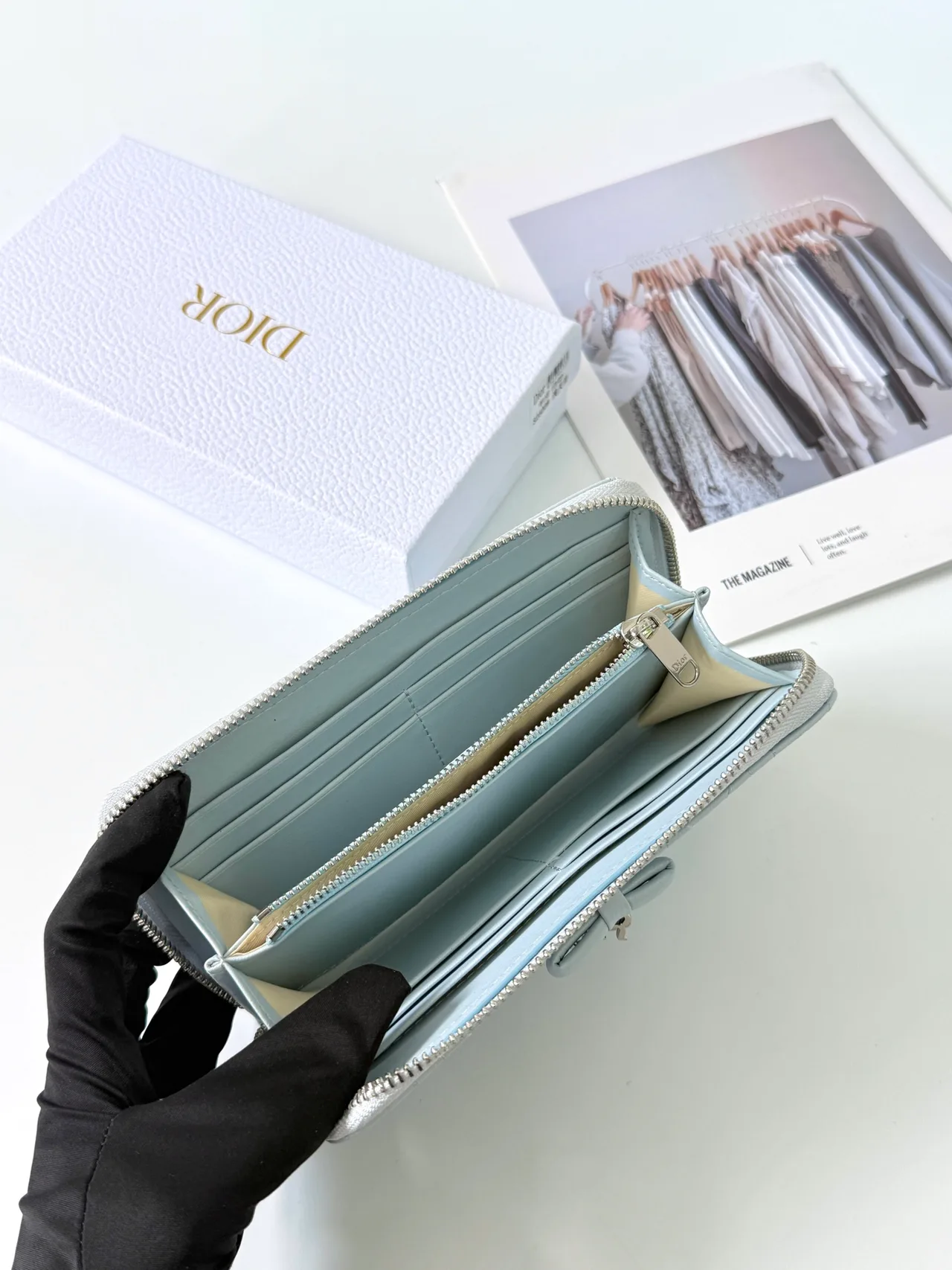 Dior Lambskin Quilted Wallet in Blue · view 5
