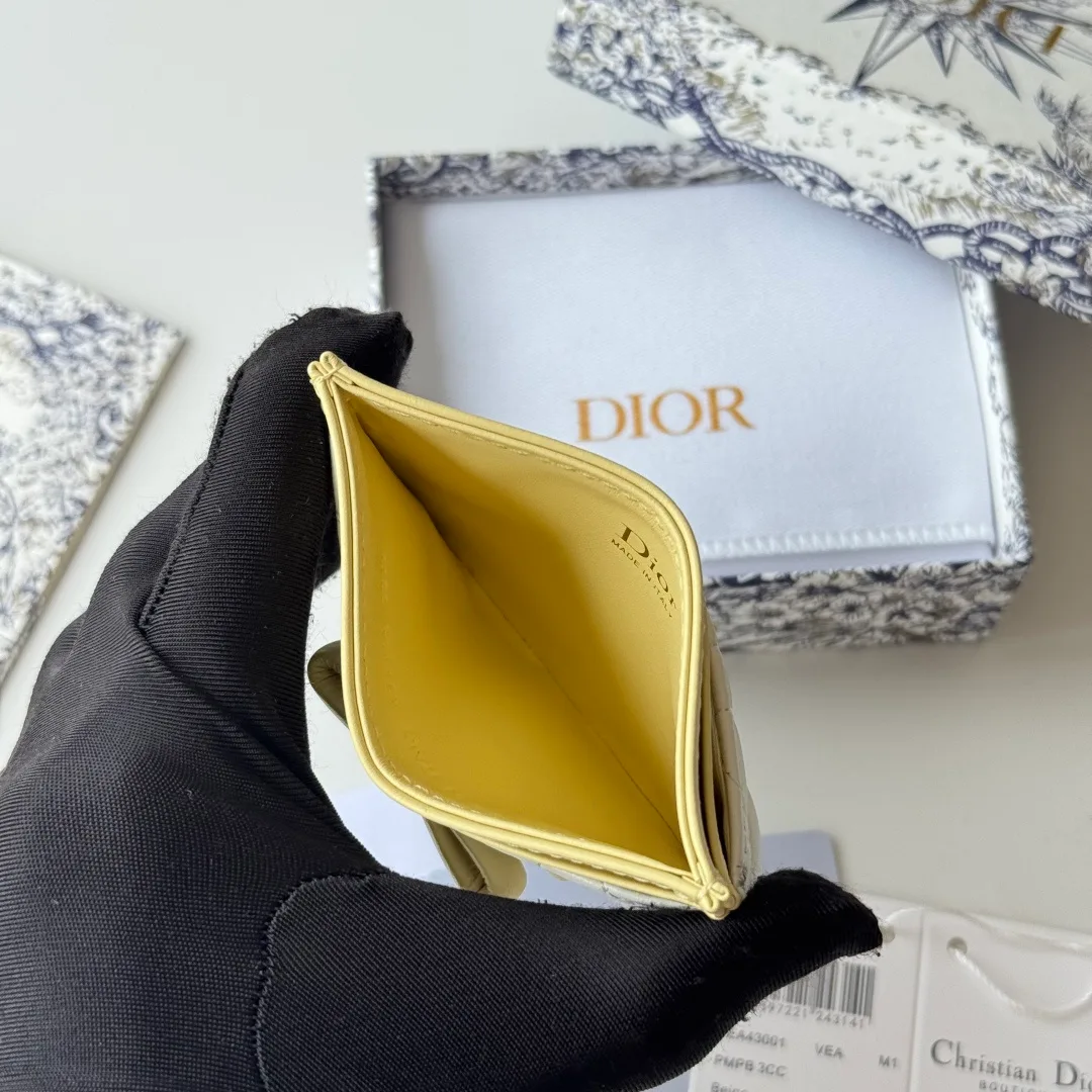 Dior Lambskin Quilted Bow Cardholder in White · view 8