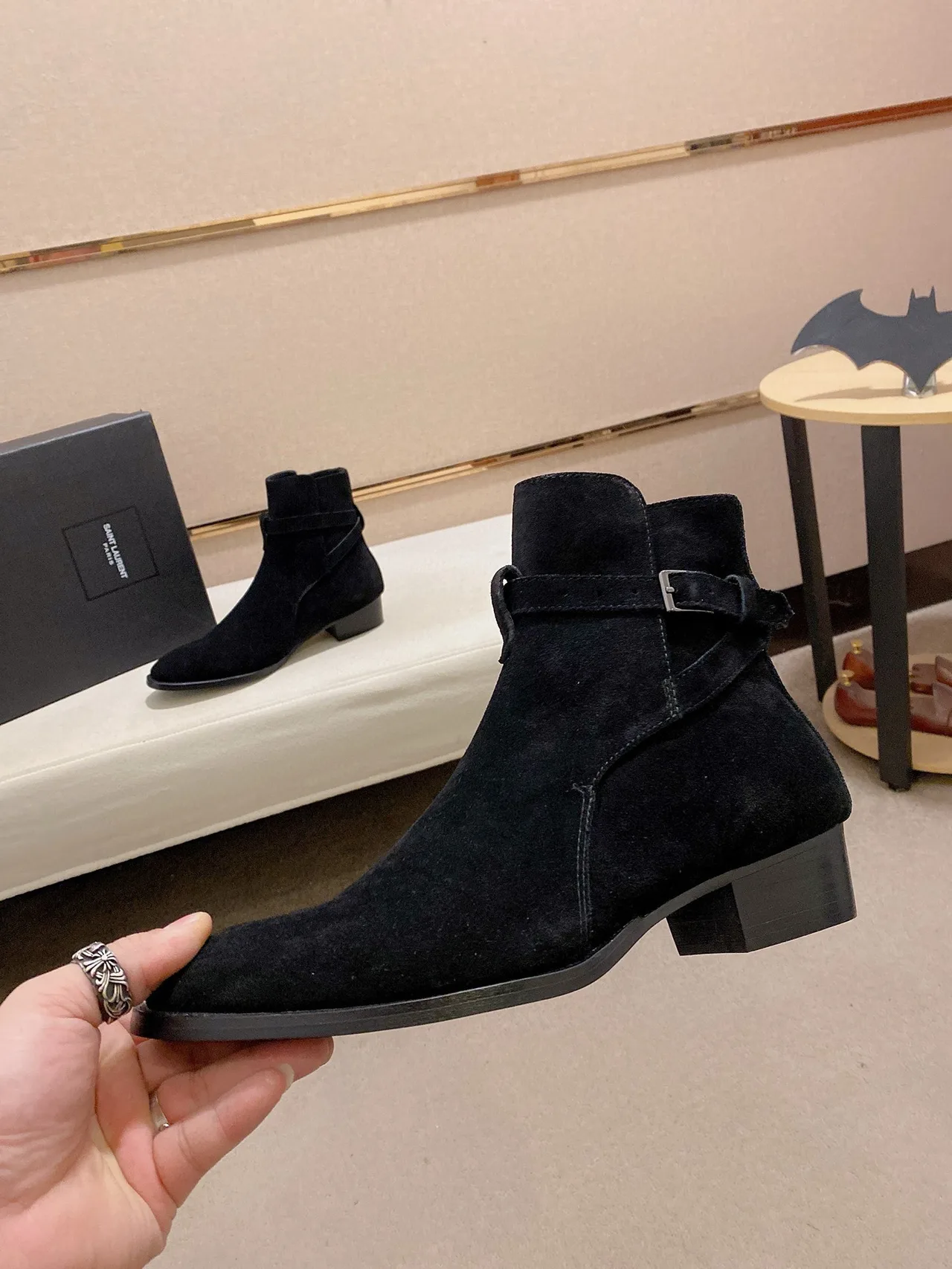 Saint Laurent Cowhide Boots in Black · view 3
