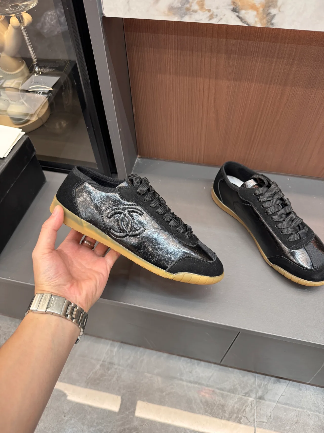 Chanel Cowhide Sneakers in Black · view 7