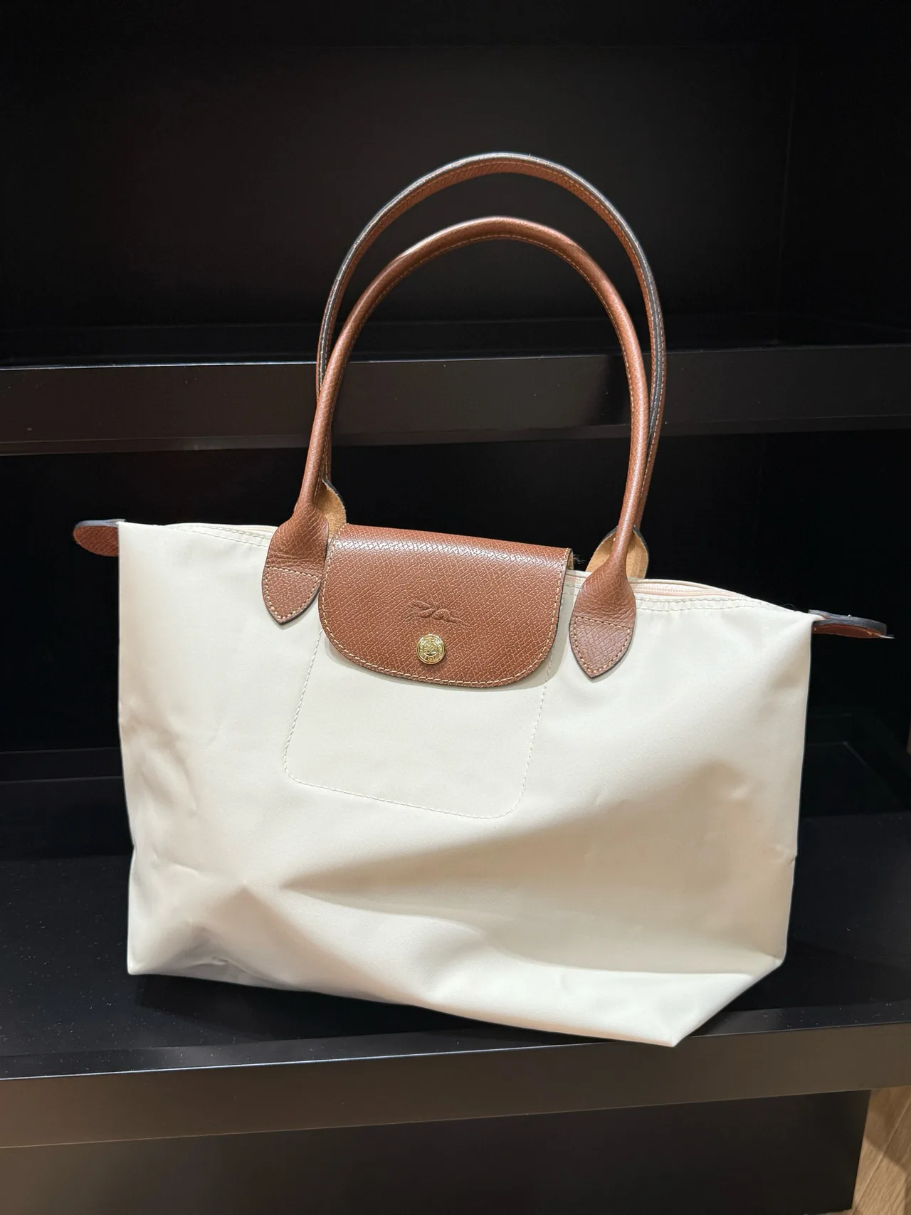 Longchamp Foldable Tote in White / Pink · view 1