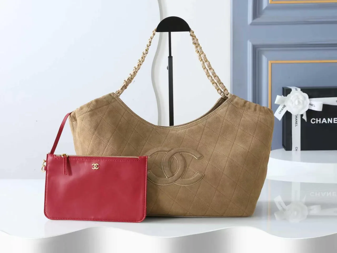 Chanel Quilted Hobo Bag in Tan · view 1