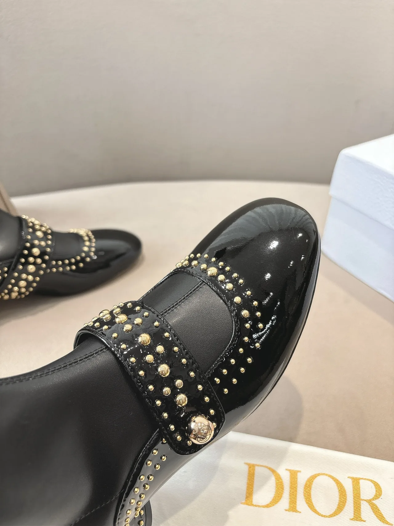 Dior Sheepskin Patent Leather Glossy Pointed-Toe Ankle Boots in Black · view 8