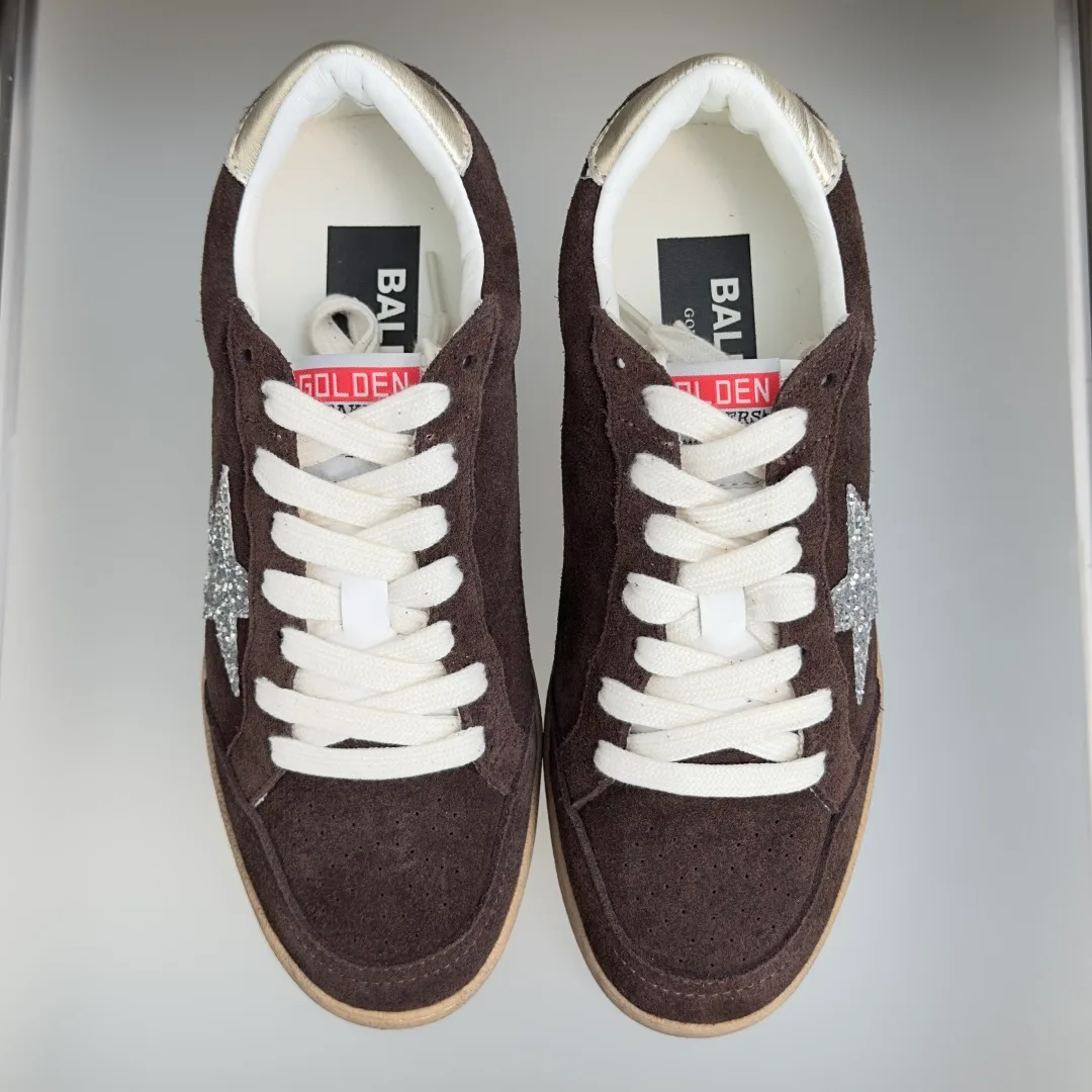 Golden Goose Cowhide Suede-Look Ball Star Sneakers in Brown · view 4