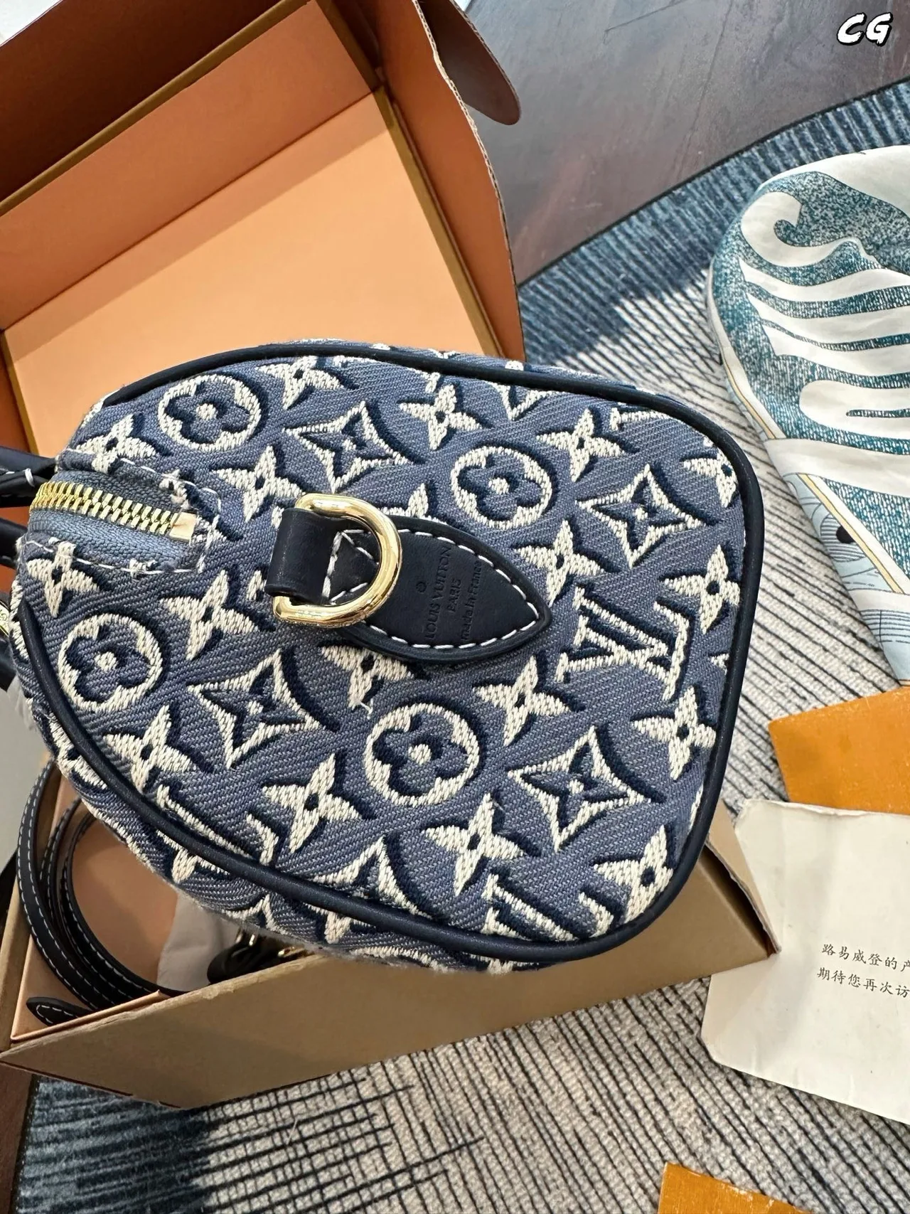 Louis Vuitton Canvas Denim Monogram Glossy Top-Handle Bag in Blue · view 7