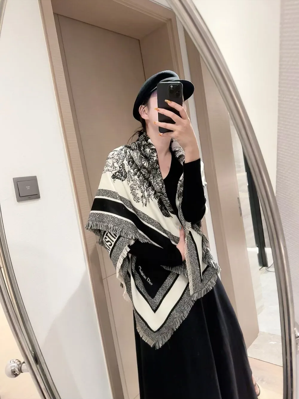 Dior Toile Square Scarf in Brown / White · view 5