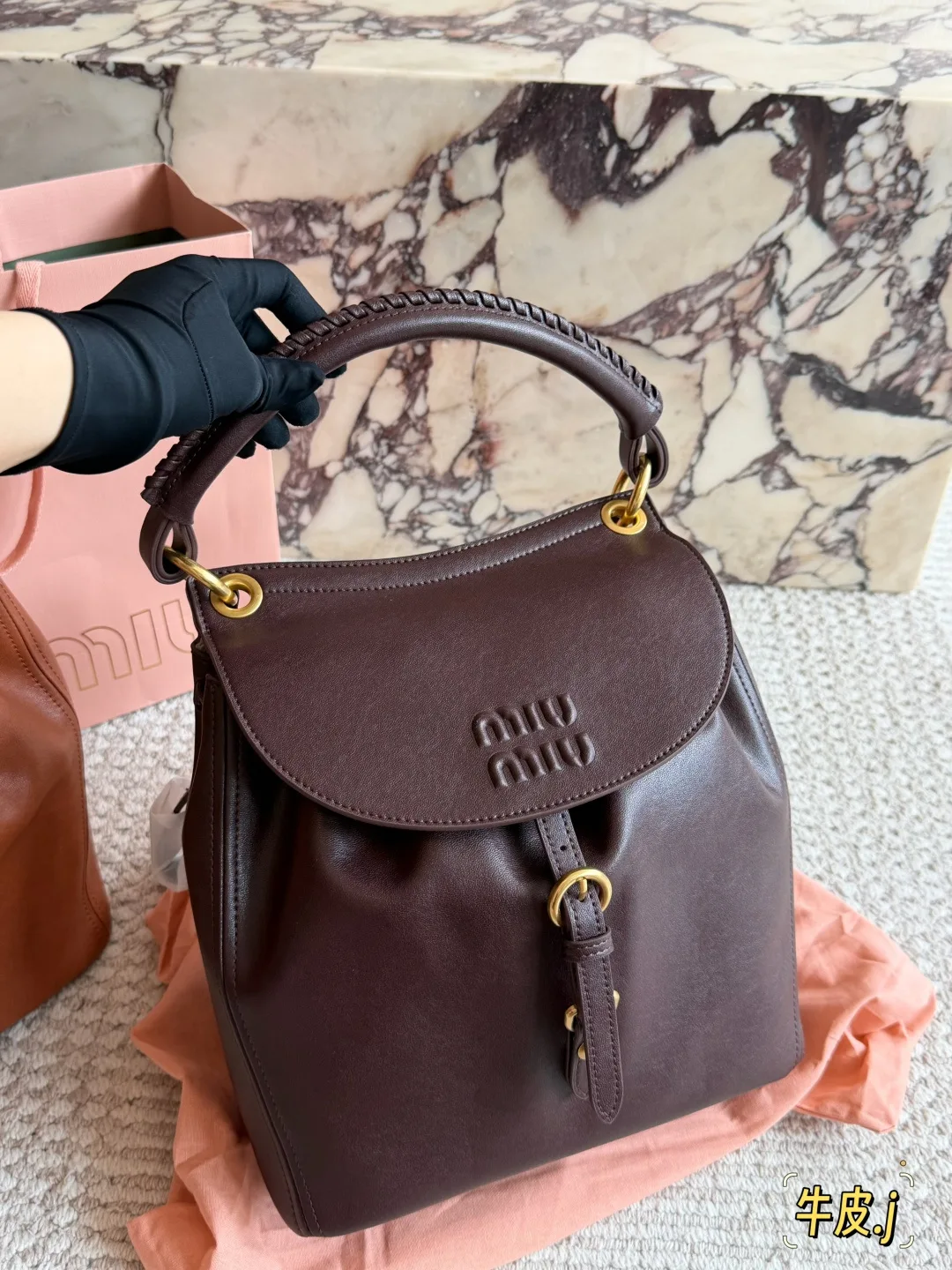 Miu Miu Smooth Hobo Bag in Brown · view 1