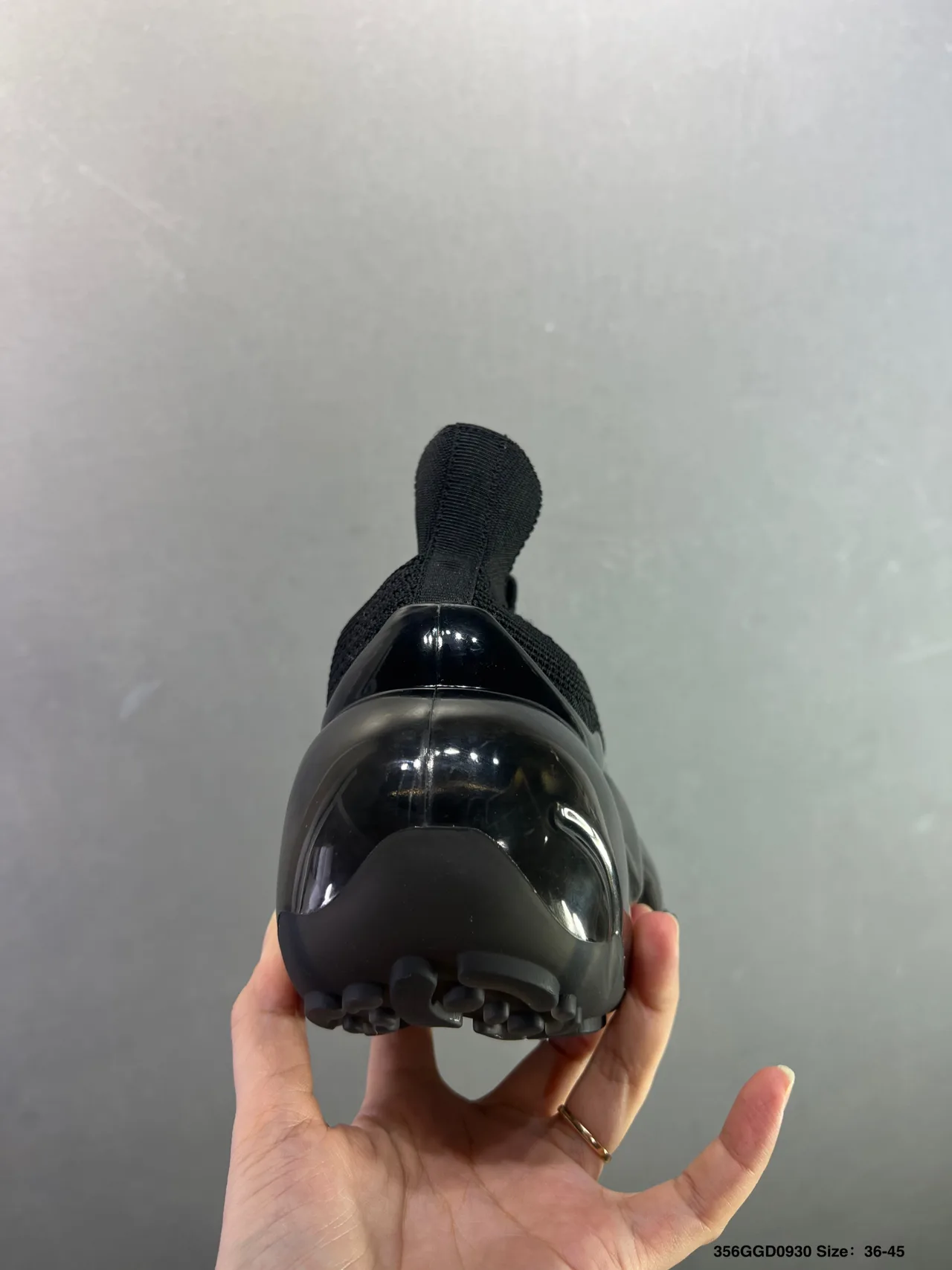 Glossy Air-Sole Knit Sneakers in Black · view 7