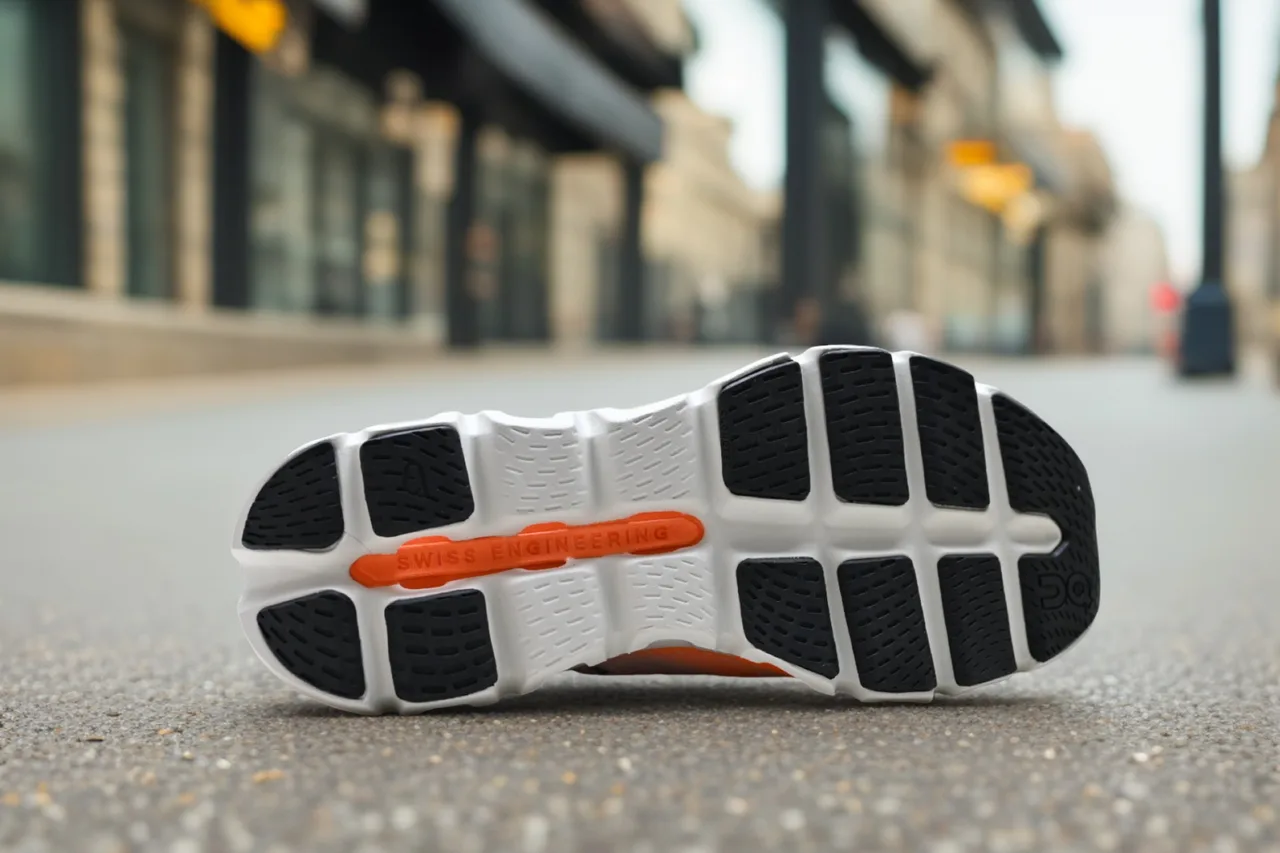 On Mesh-Upper Lug-Sole Sneakers in White · view 6