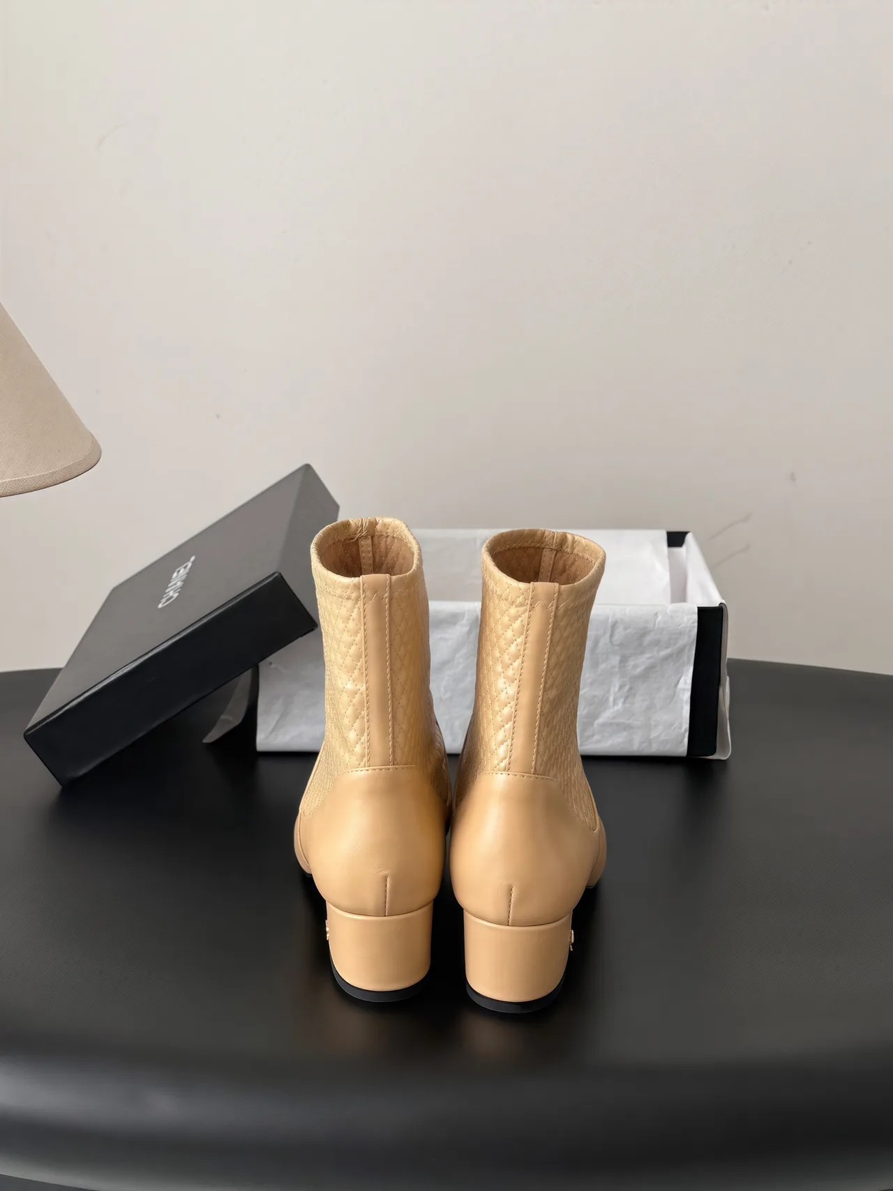 Chanel Cowhide Boots in Beige · view 6
