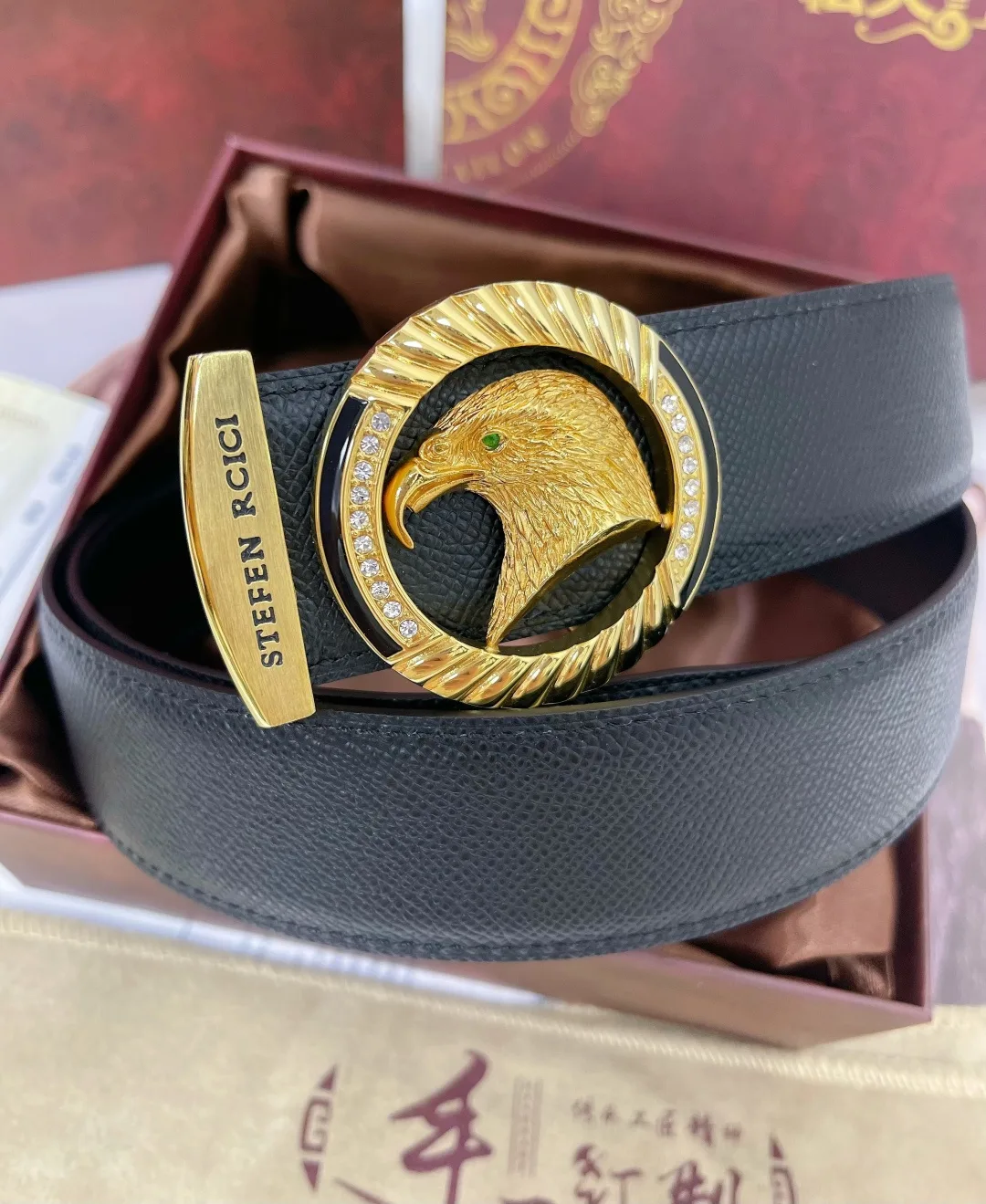 Stefen Rcici Eagle Buckle Belt in Black · view 1