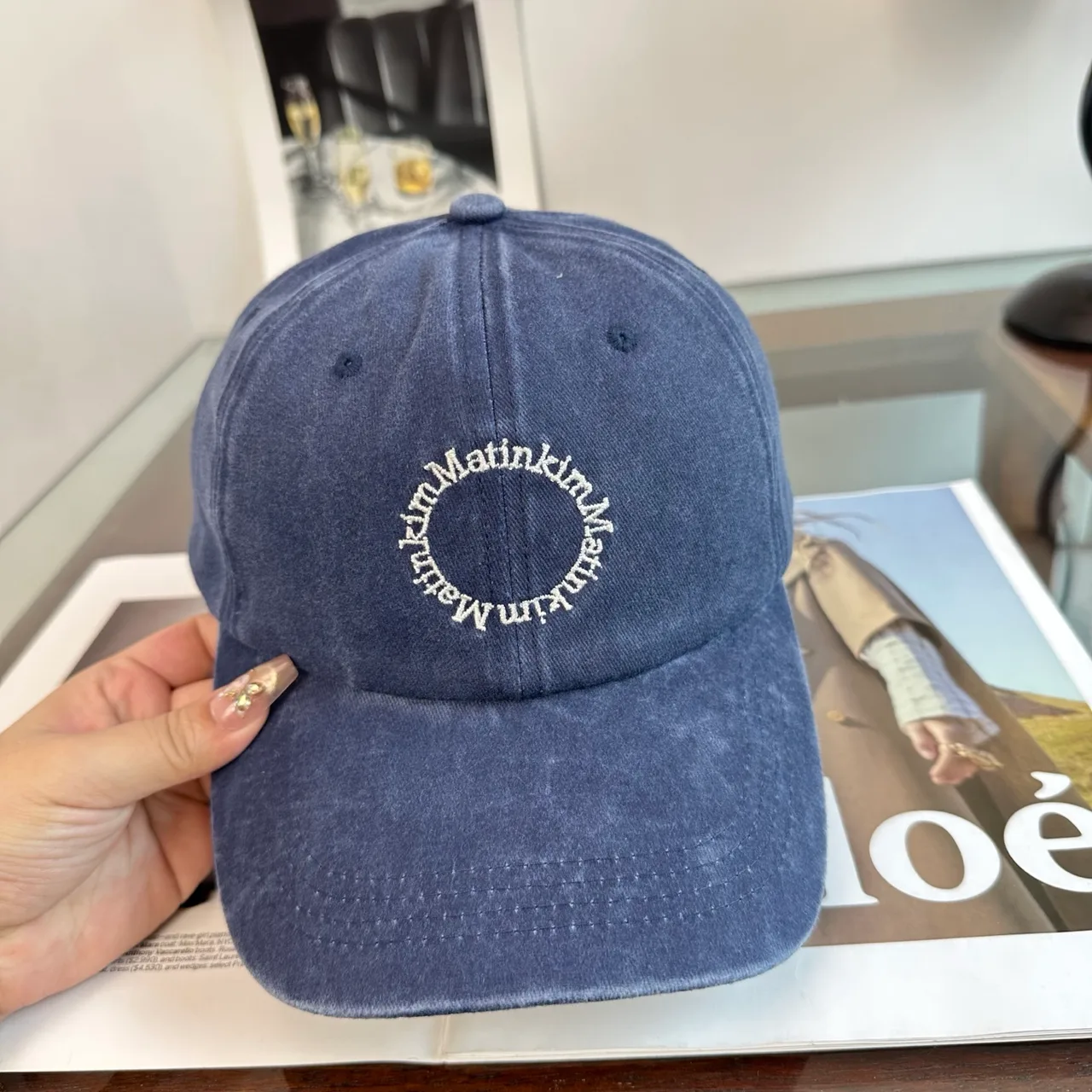Matin Kim Baseball Cap in Blue & Black & White · view 5