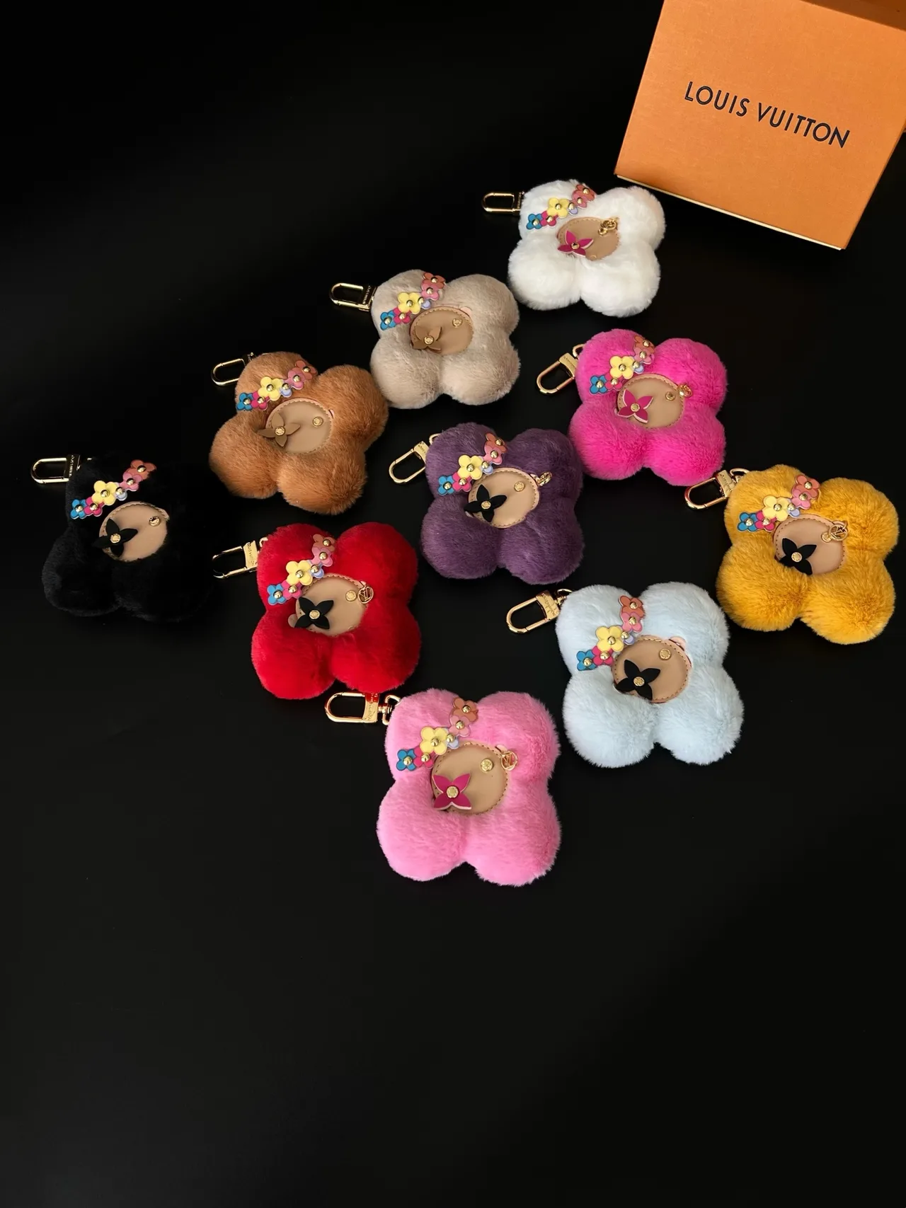 Louis Vuitton Flower Bag Charm in Black & White & Brown & Beige & Purple & Red & Pink & Blue & Yellow · view 8