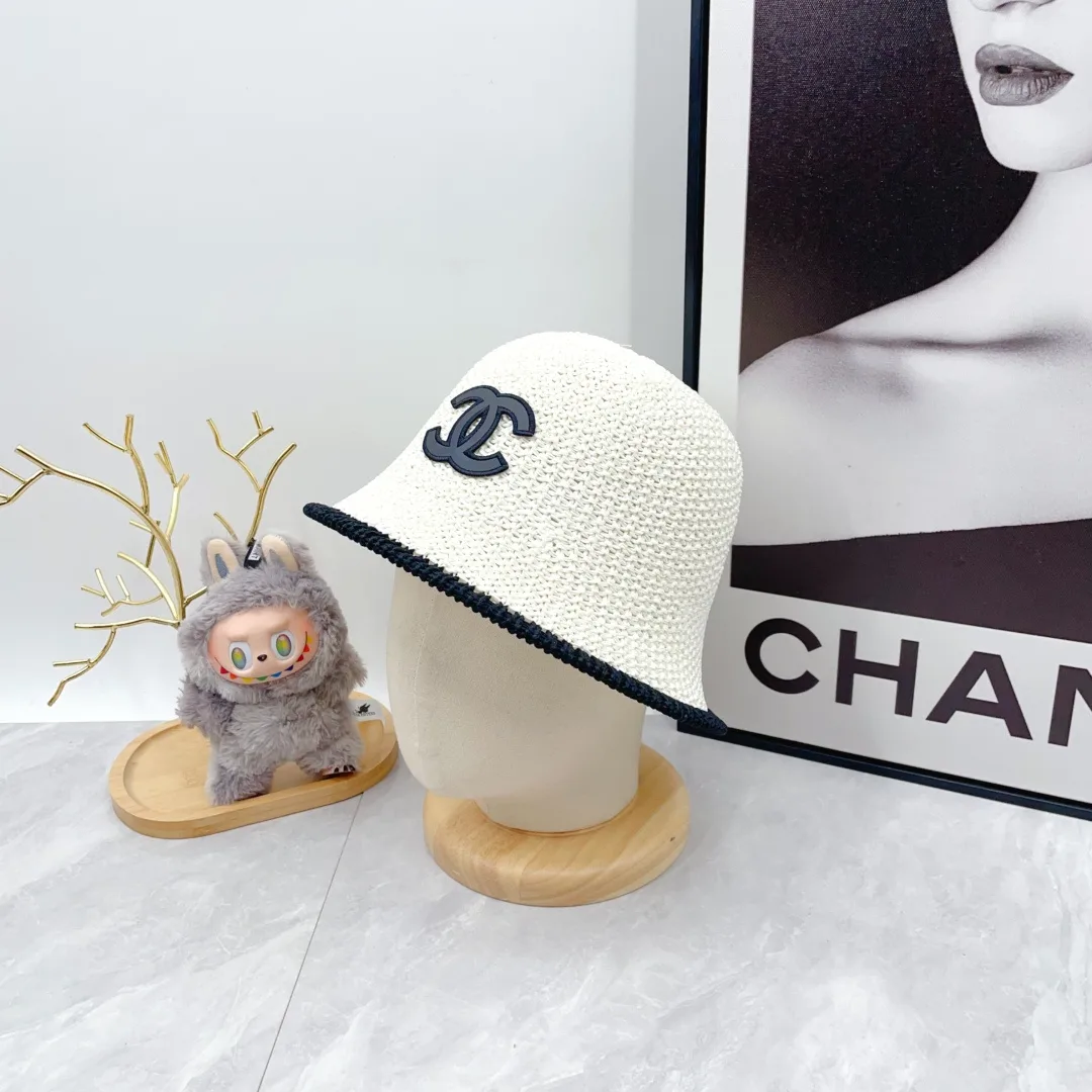 Chanel Woven Bucket Hat in White & Blue & Beige & Brown · view 5