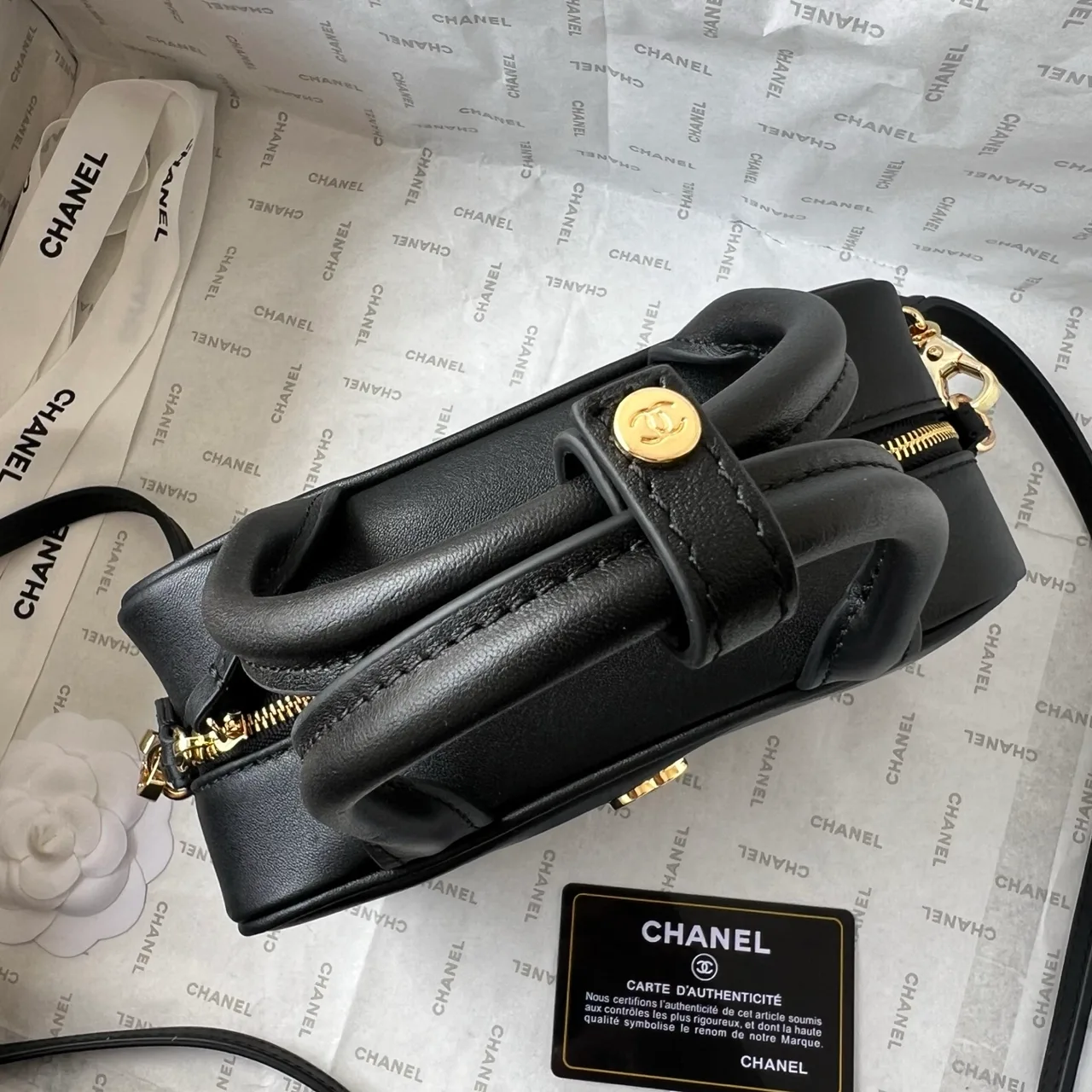Chanel Quilted Top-Handle Bag in Black · view 4