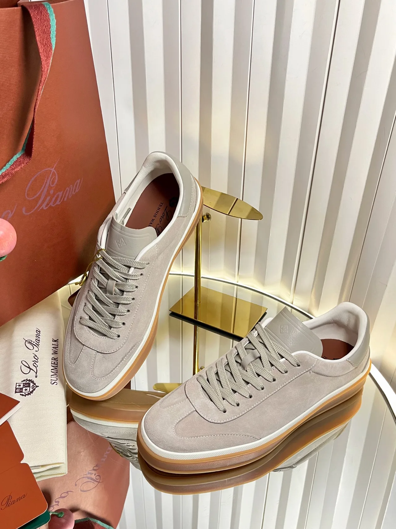 Loro Piana Cashmere Low-Top Sneakers in Grey · view 5