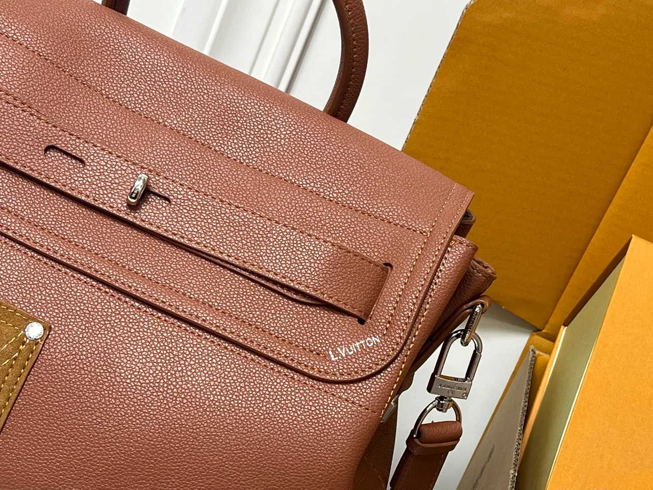 Louis Vuitton Cowhide Smooth Top-Handle Bag in Brown · view 5