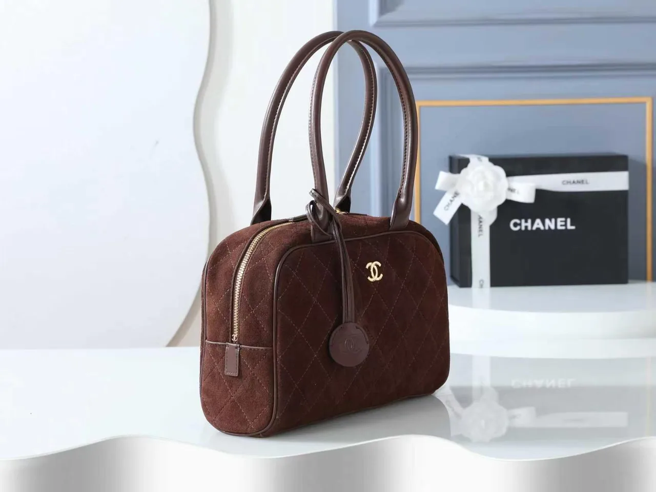 Chanel Quilted Shoulder Bag in Brown · view 2