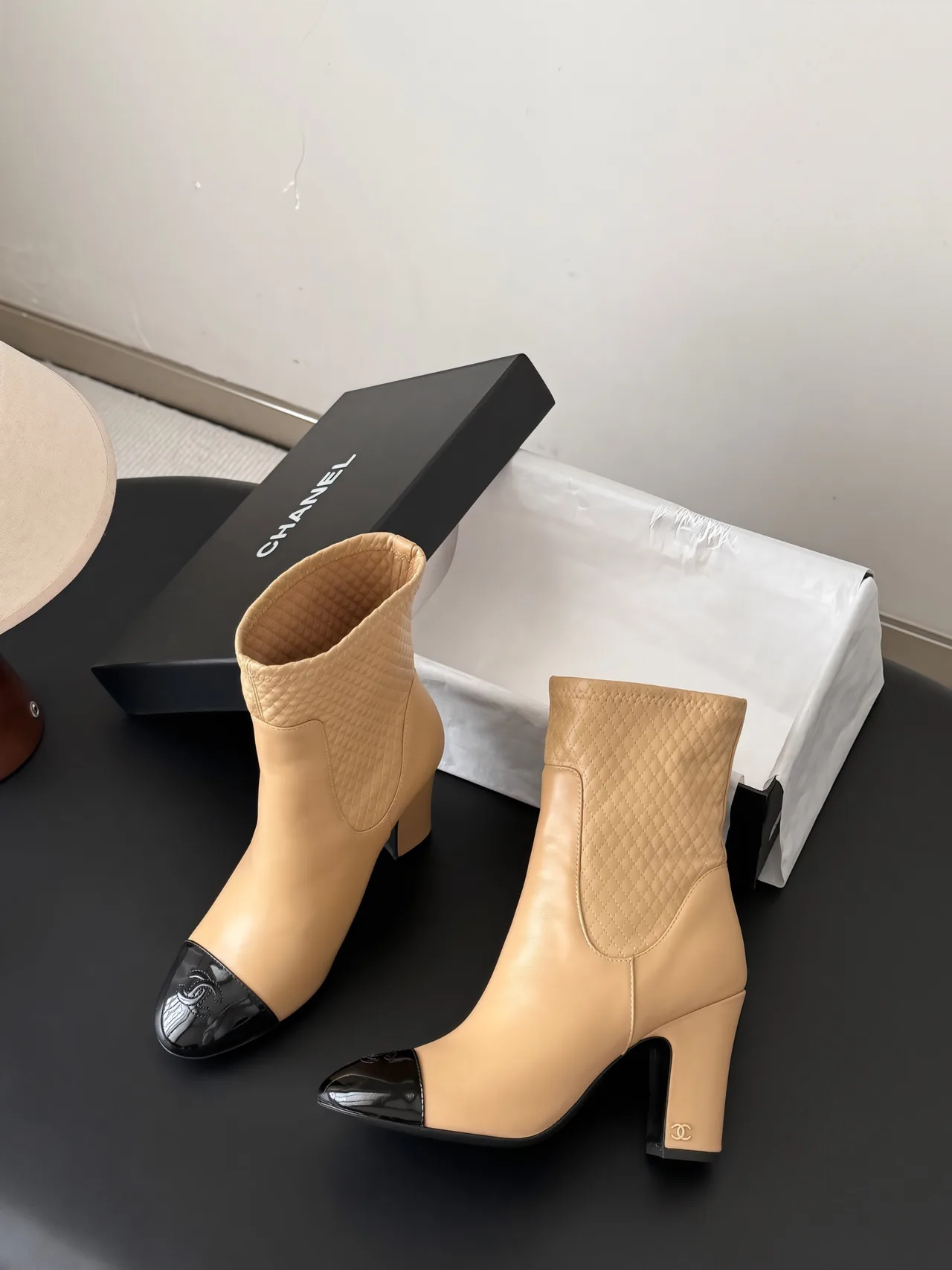 Chanel Cowhide Boots in Beige · view 3