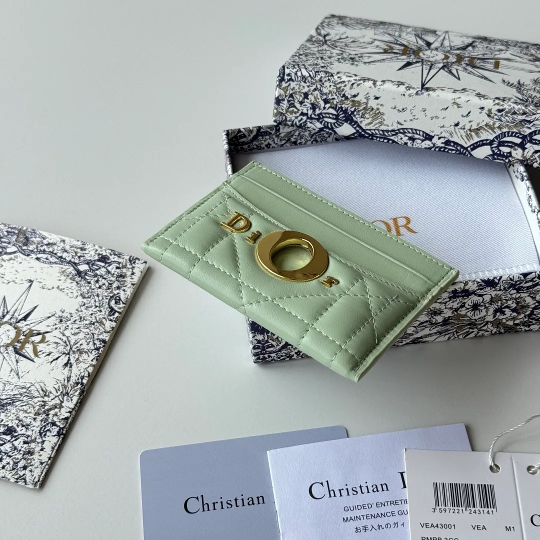 Dior Lambskin Quilted Cardholder in Green · view 1