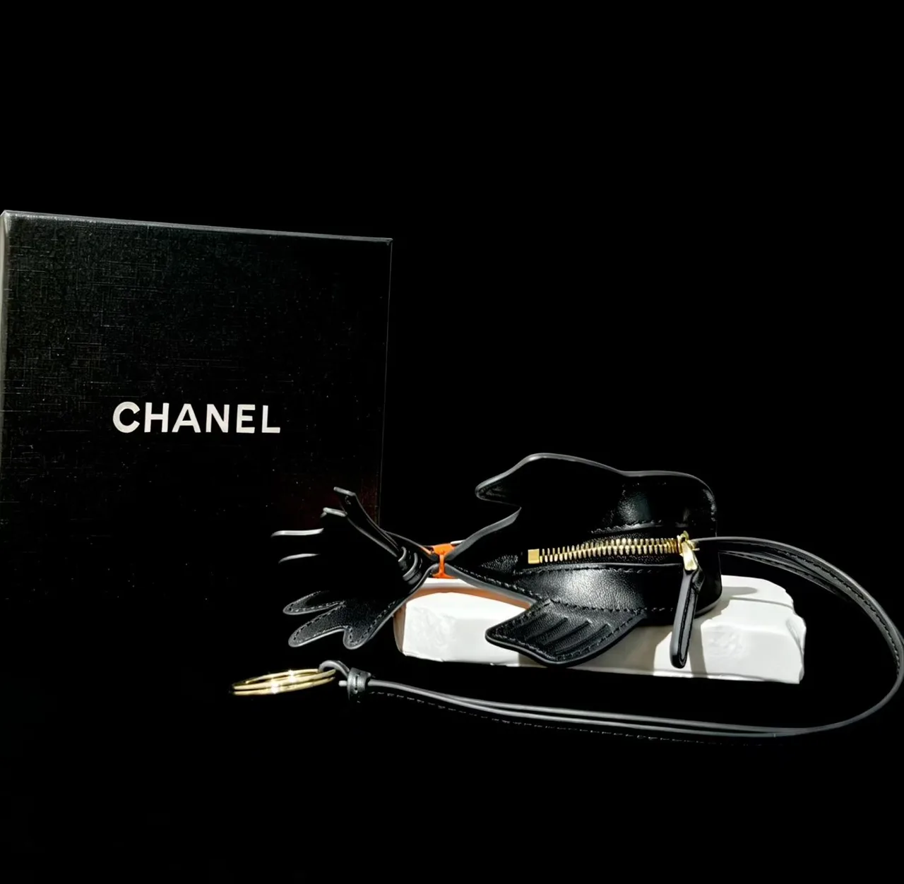 Loewe Fish Bag Charm in Orange & Black · view 2