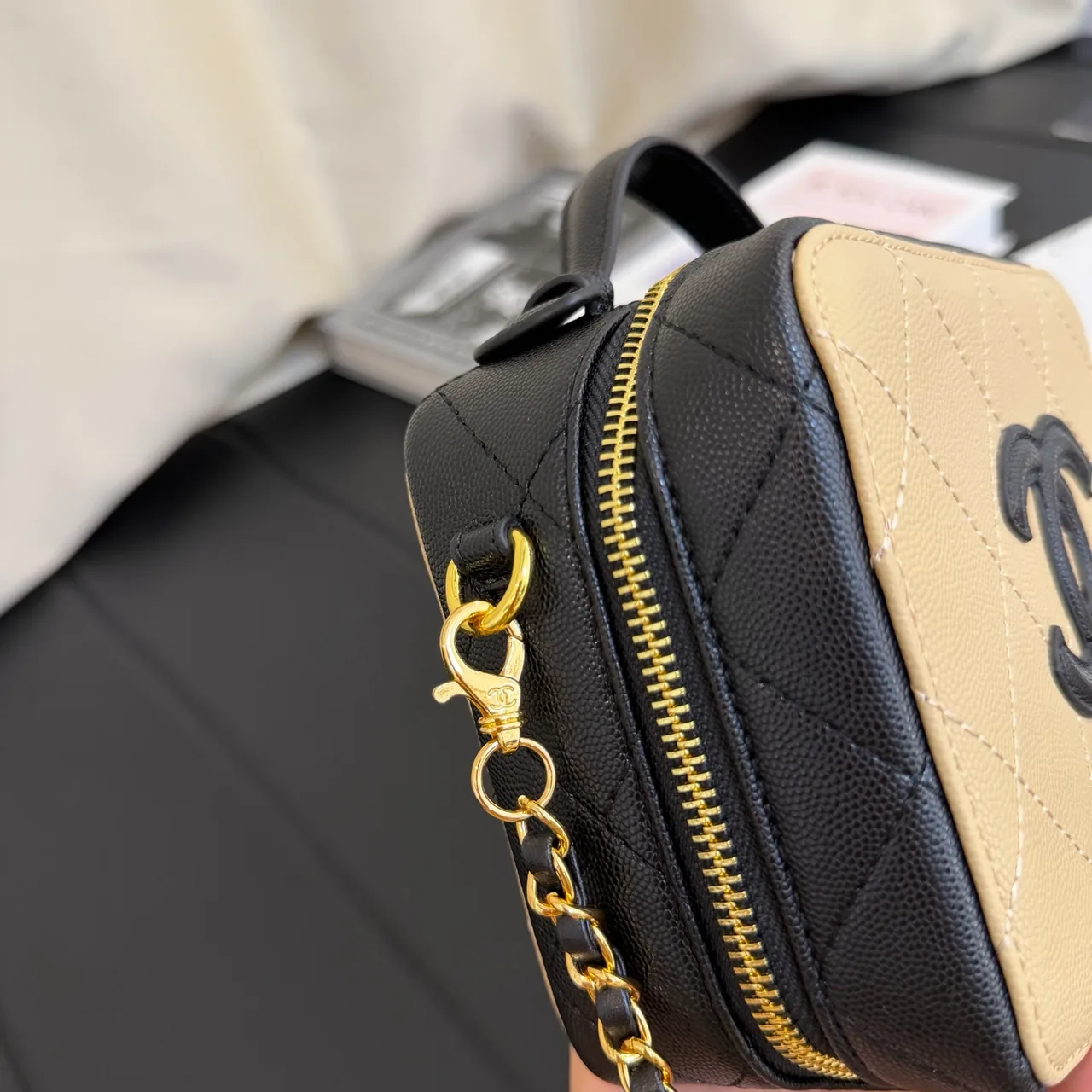 Chanel Quilted Crossbody Bag in Beige · view 7