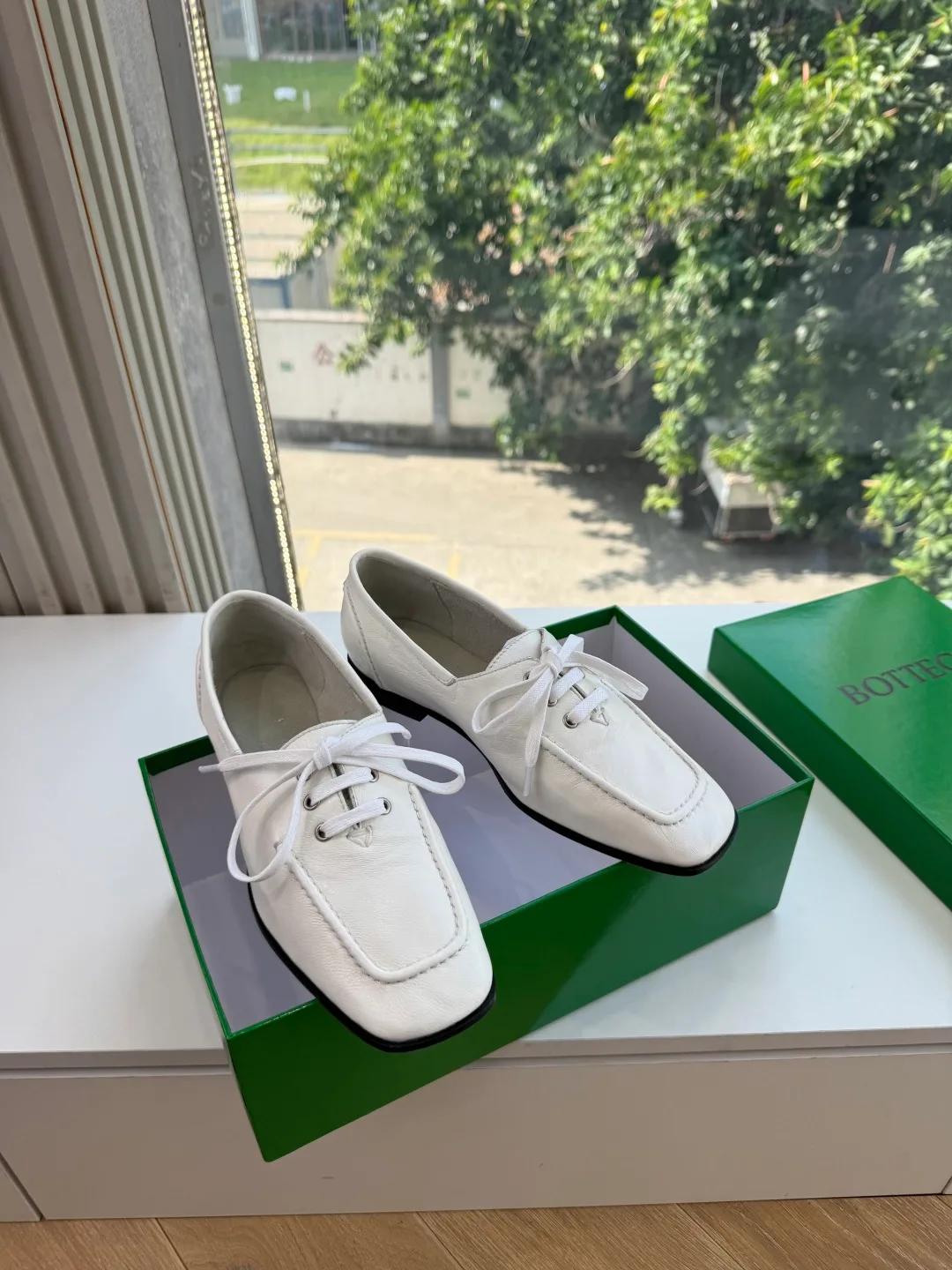 Bottega Veneta Cowhide Boat Shoes in White · view 2