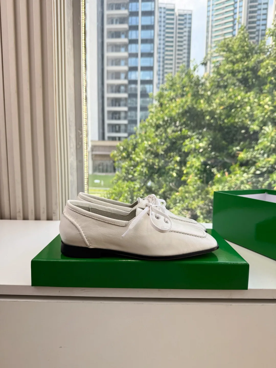 Bottega Veneta Cowhide Boat Shoes in White · view 5