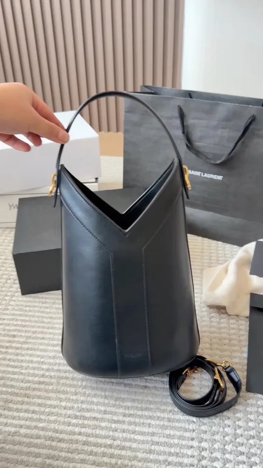 Saint Laurent Y shoulder tote in Brown & Black · view 2
