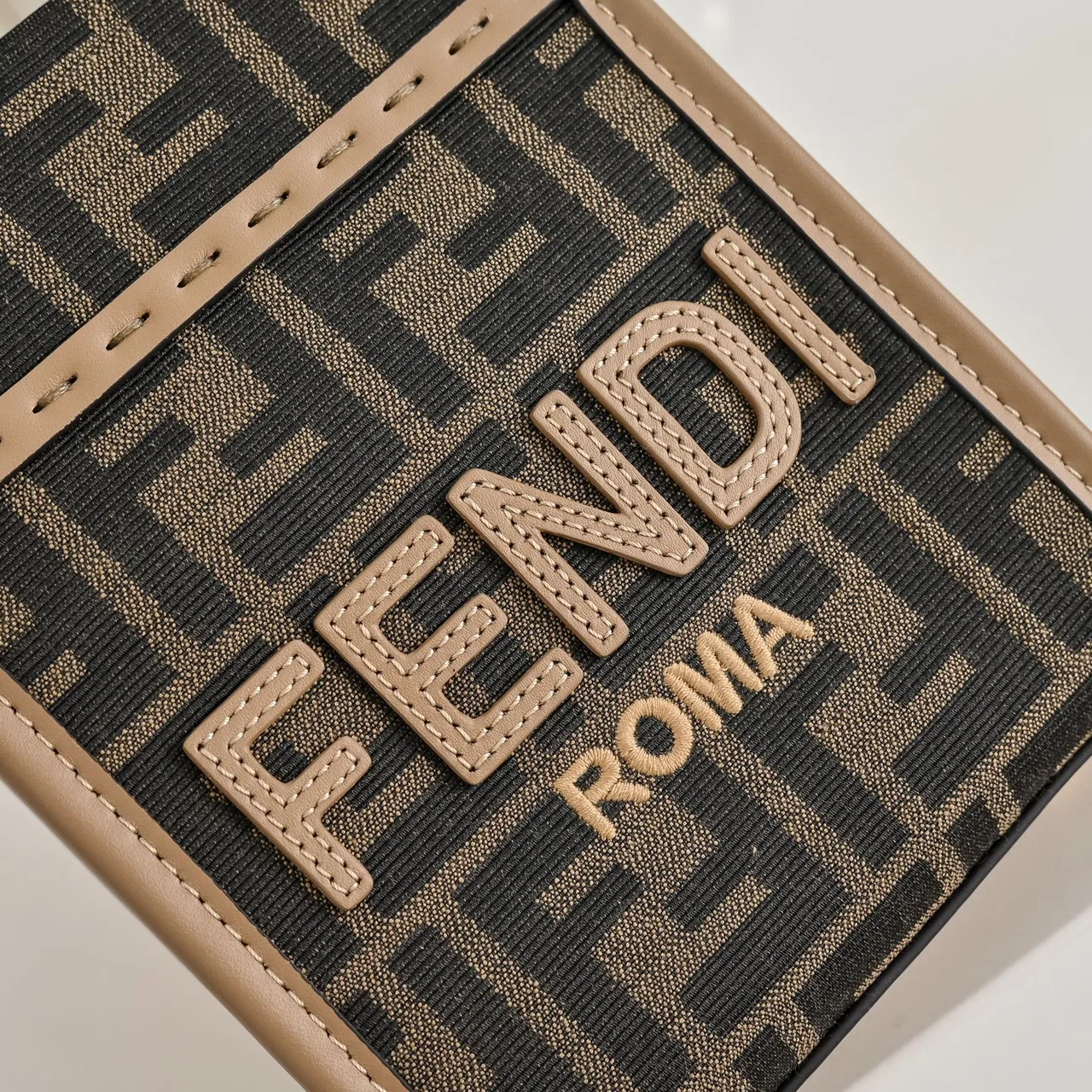 Fendi Mini FF Monogram Top-Handle Tote in Brown · view 3