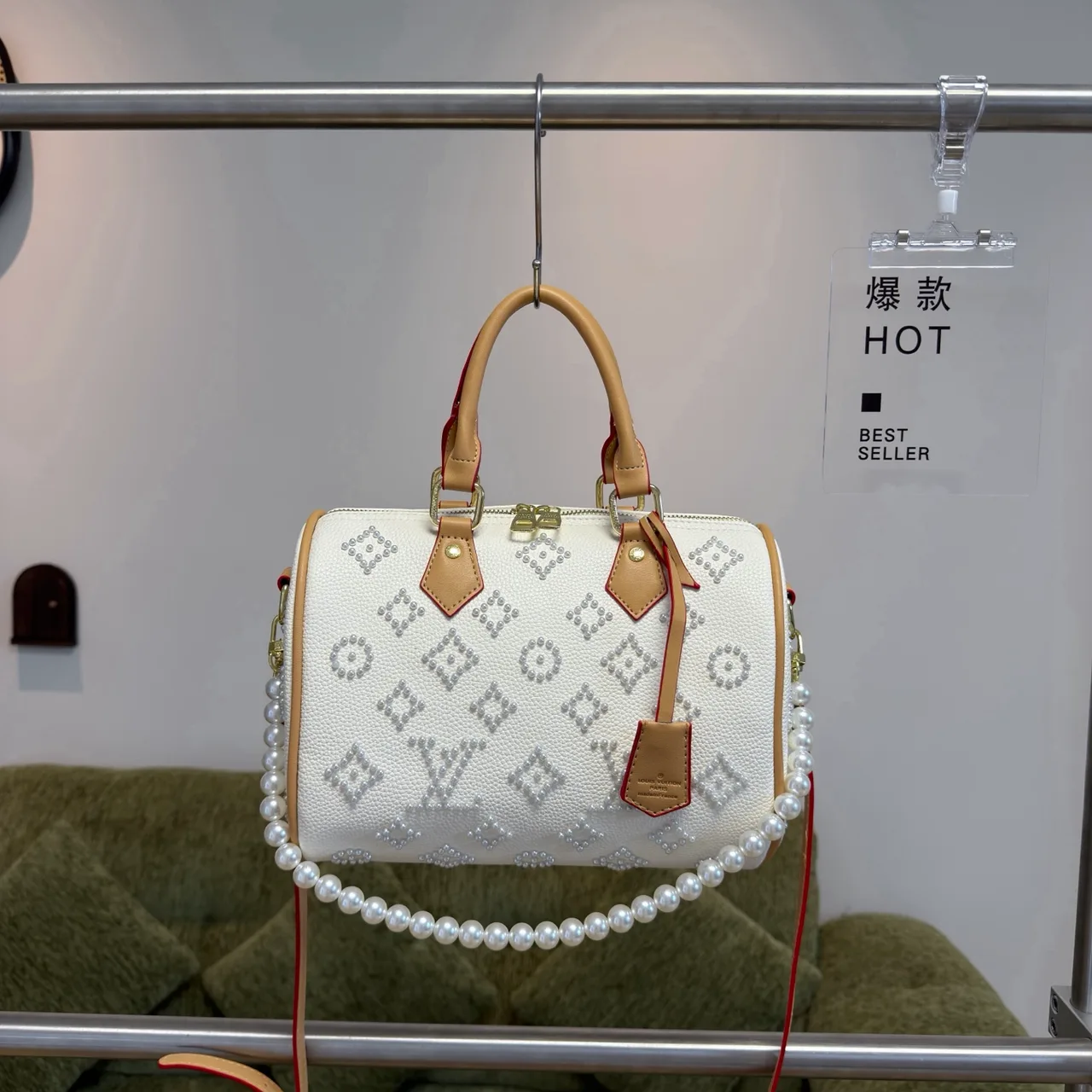 MCM Studded Satchel in White & Red & Black & Brown & Blue & Yellow · view 1