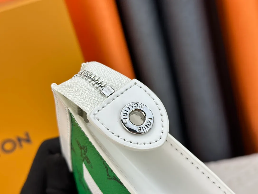 Louis Vuitton Cowhide Canvas Clutch in Green · view 7