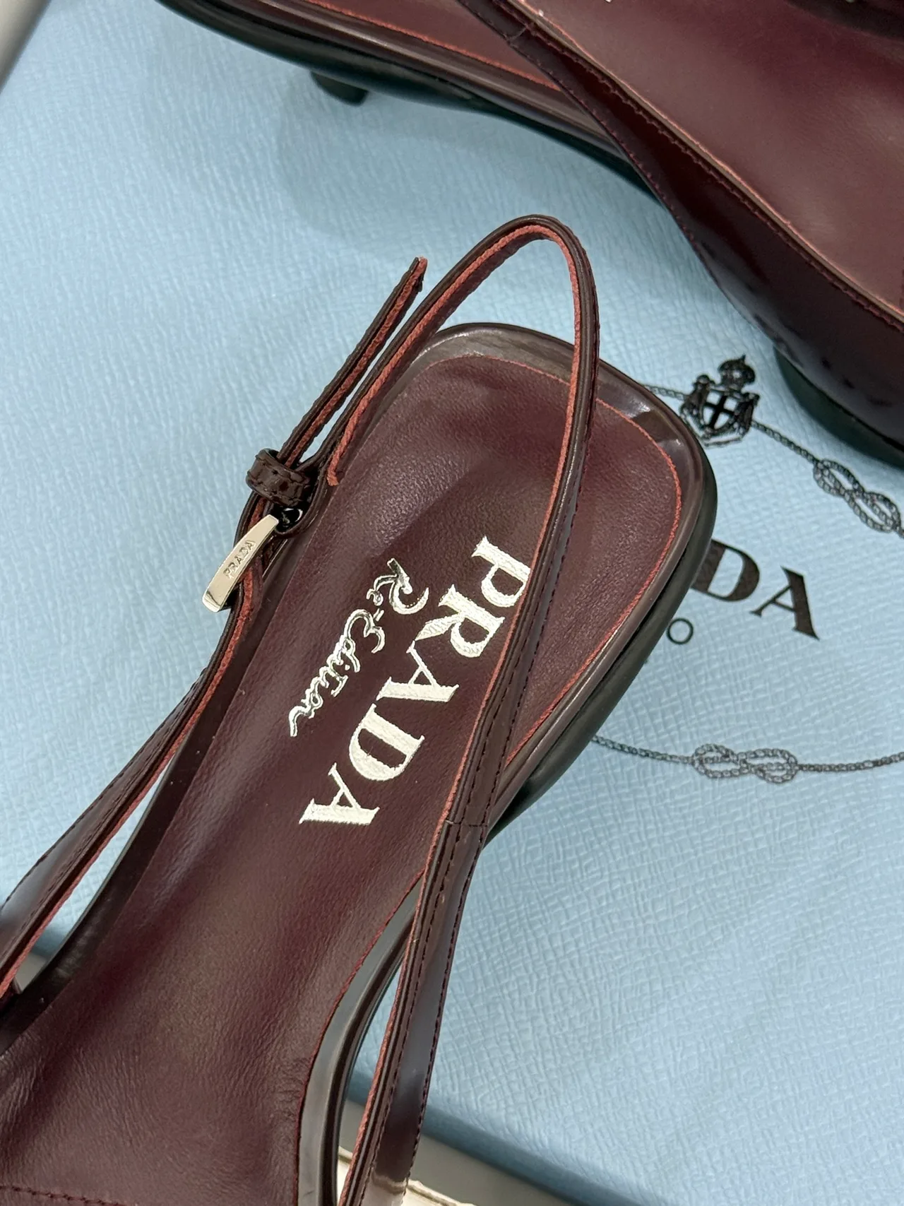 Prada Pointed Slingback Pumps in Burgundy · view 8